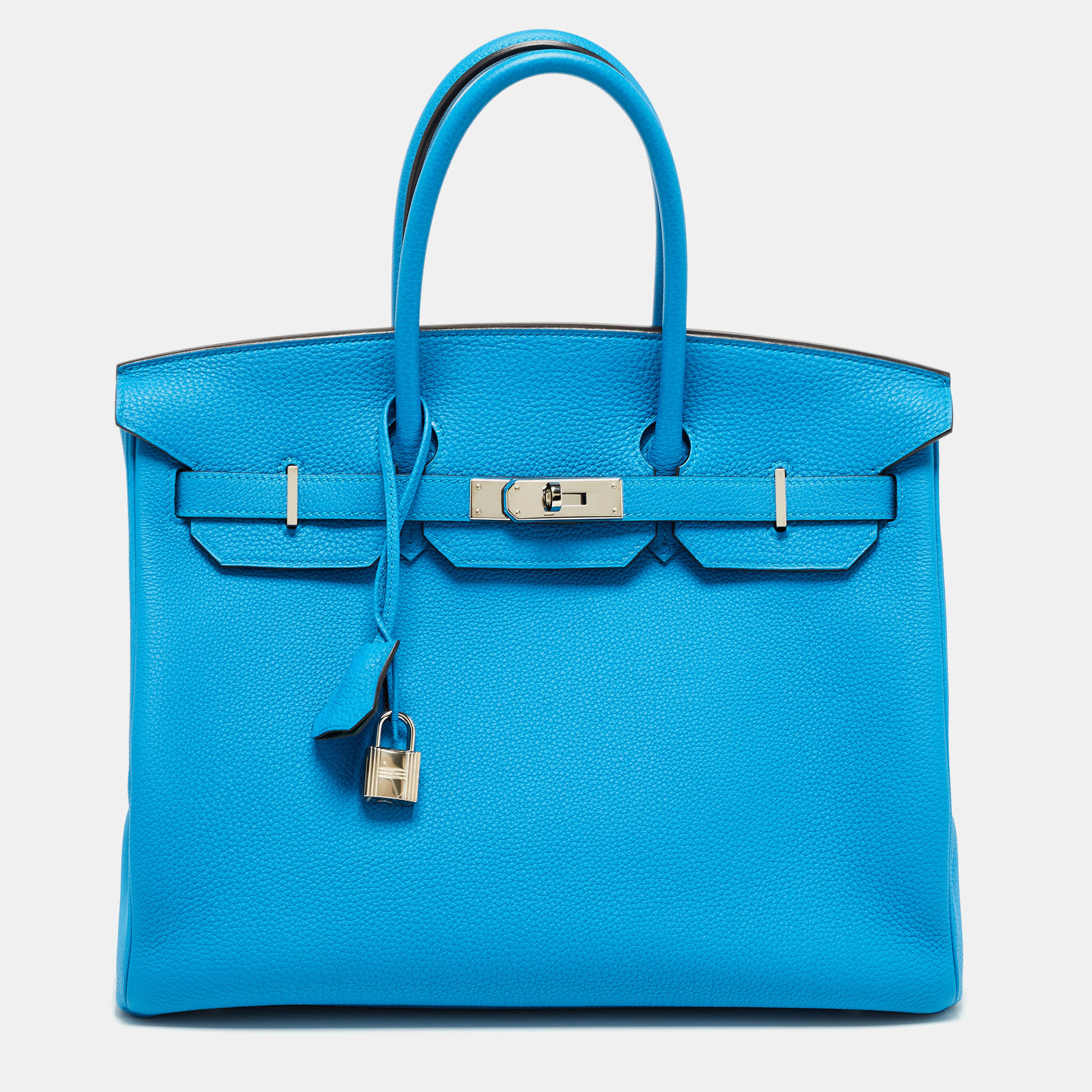 

Hermès Bleu Zanzibar/Malachite Togo Leather Palladium Finish Birkin 35 Bag, Blue