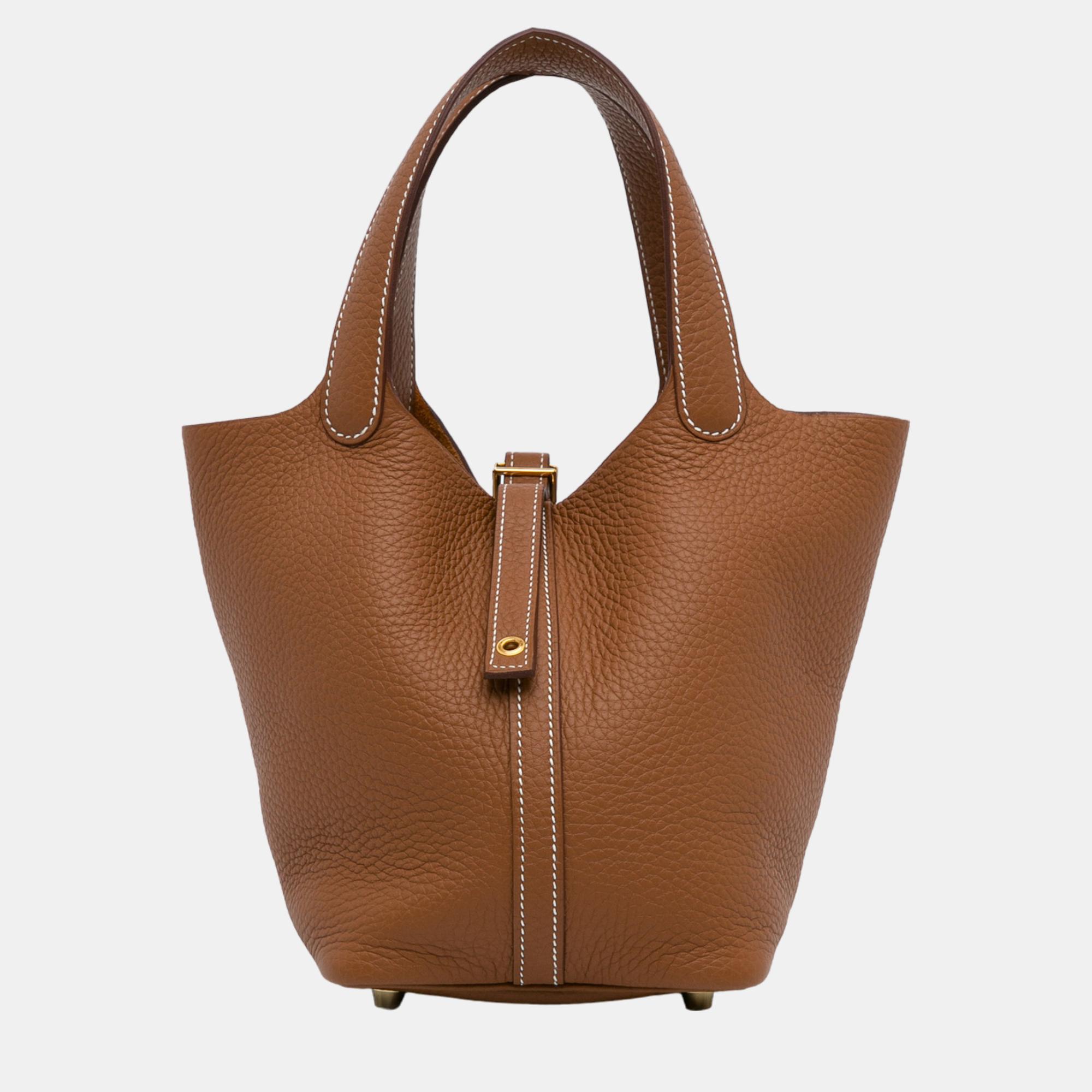 

Hermes Brown Clemence Picotin Lock 18