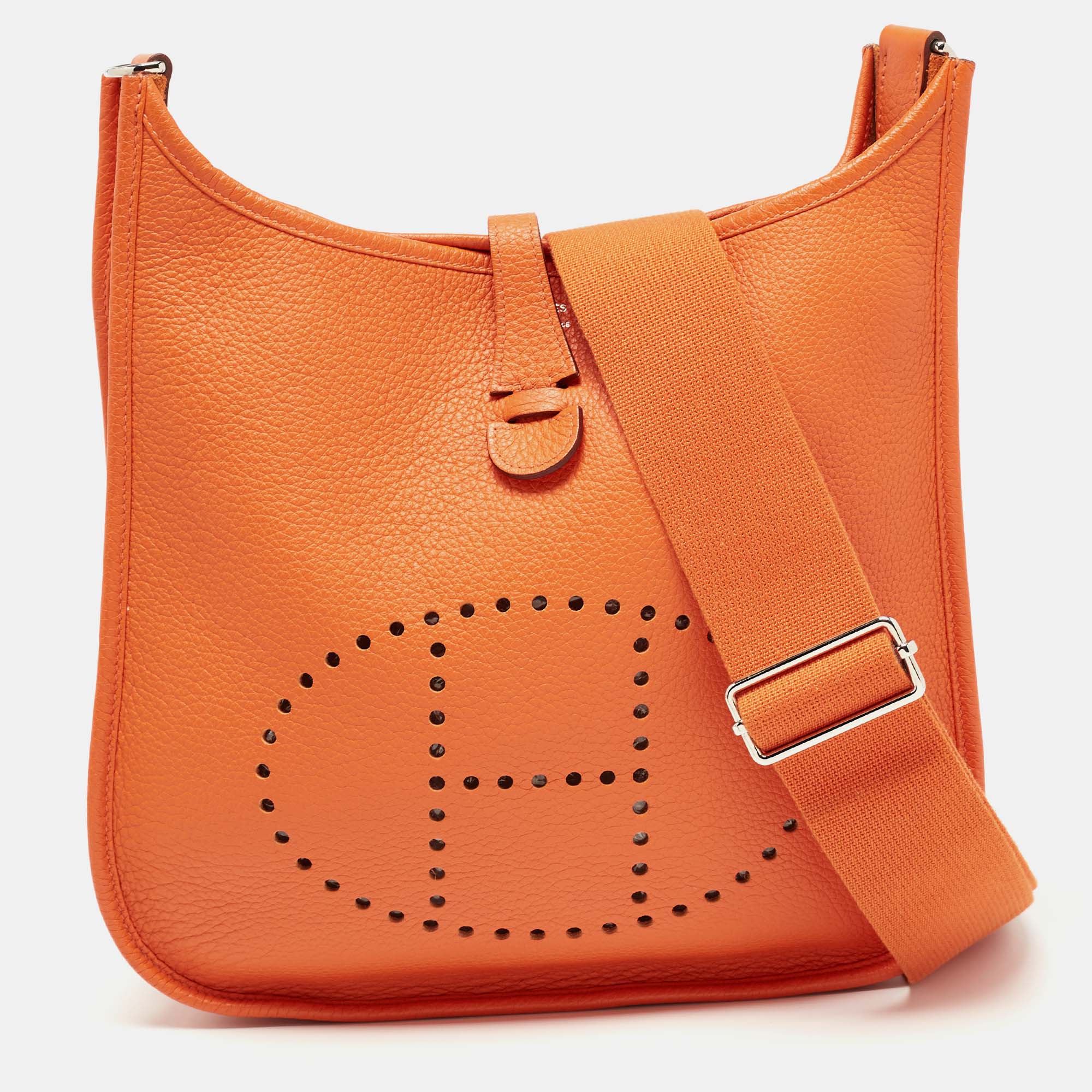 

Hermes Orange Togo Leather Evelyne III PM Bag