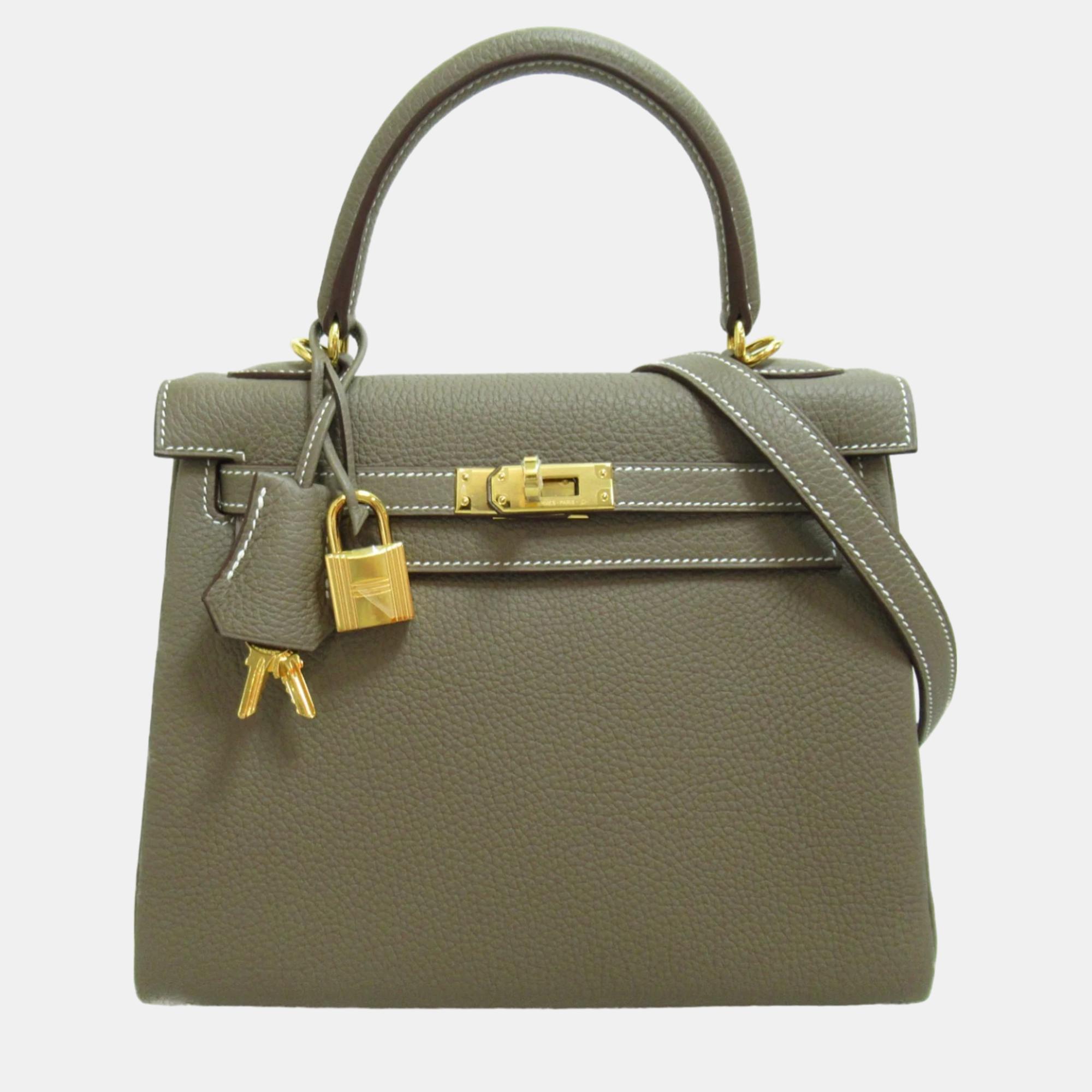 

Hermes Gray Etoupe Togo leather Kelly Handbag, Grey