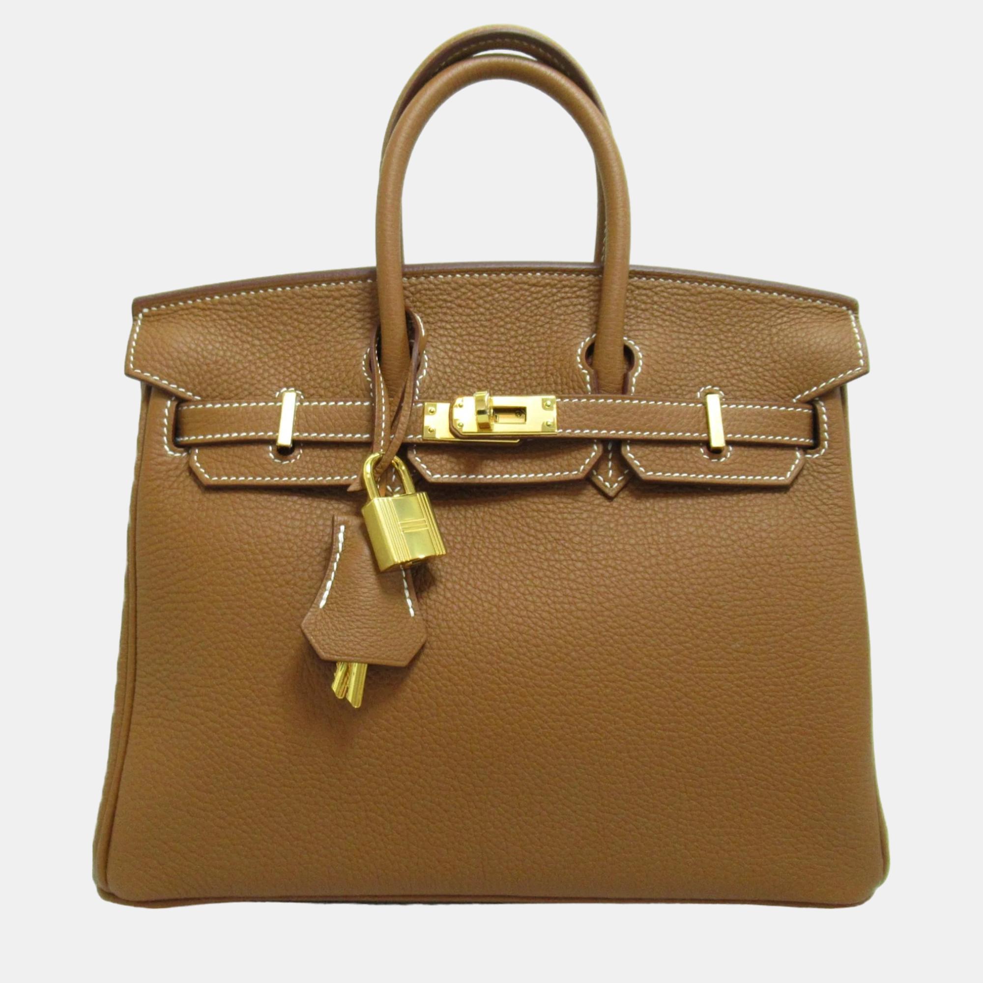 

Hermes Brown Gold Togo leather Birkin Handbag