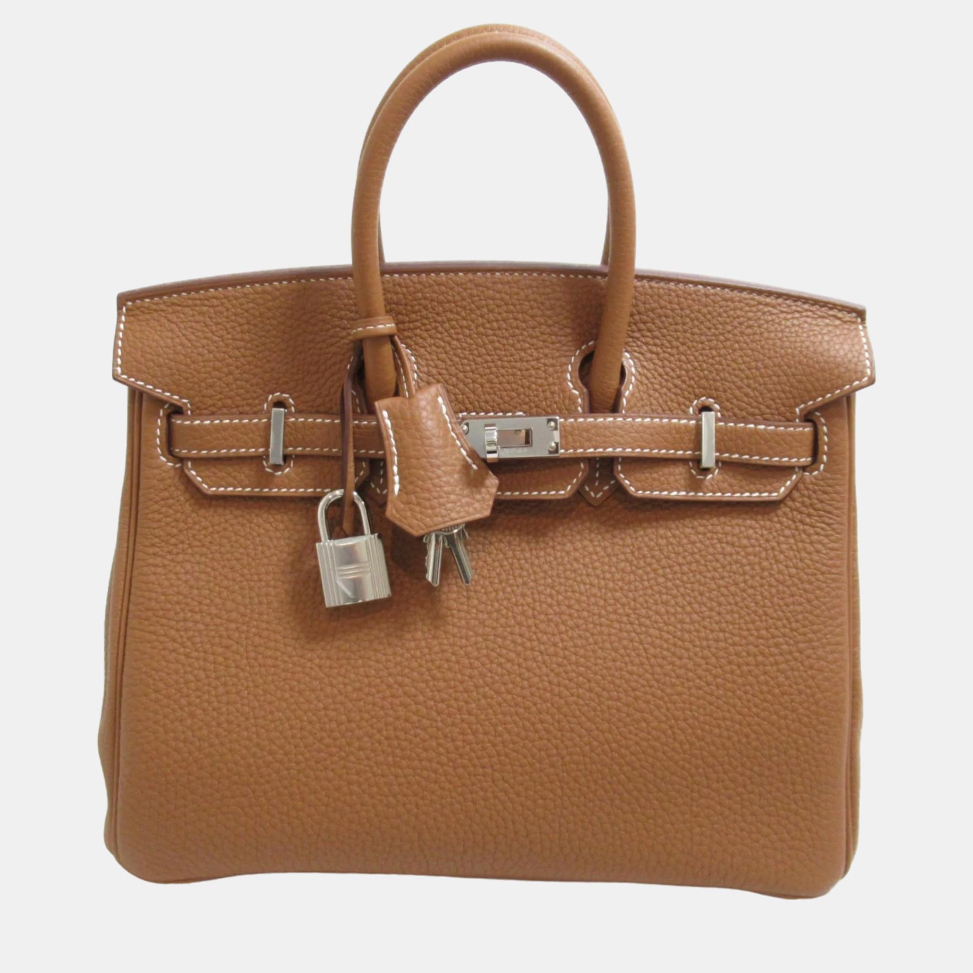 

Hermes Brown Gold Togo leather Birkin Handbag