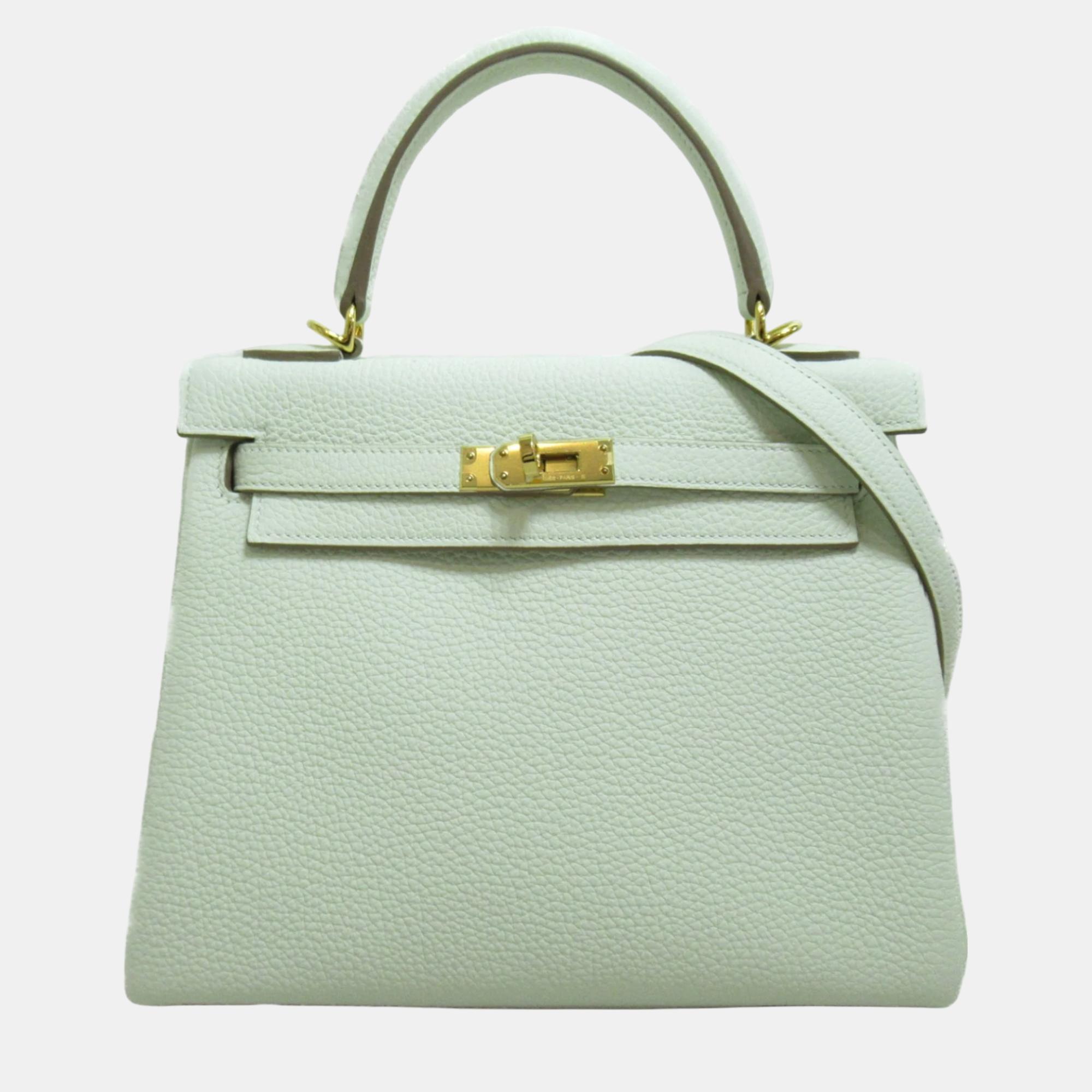 

Hemes White Togo Leather Kelly 25 Tote Bag