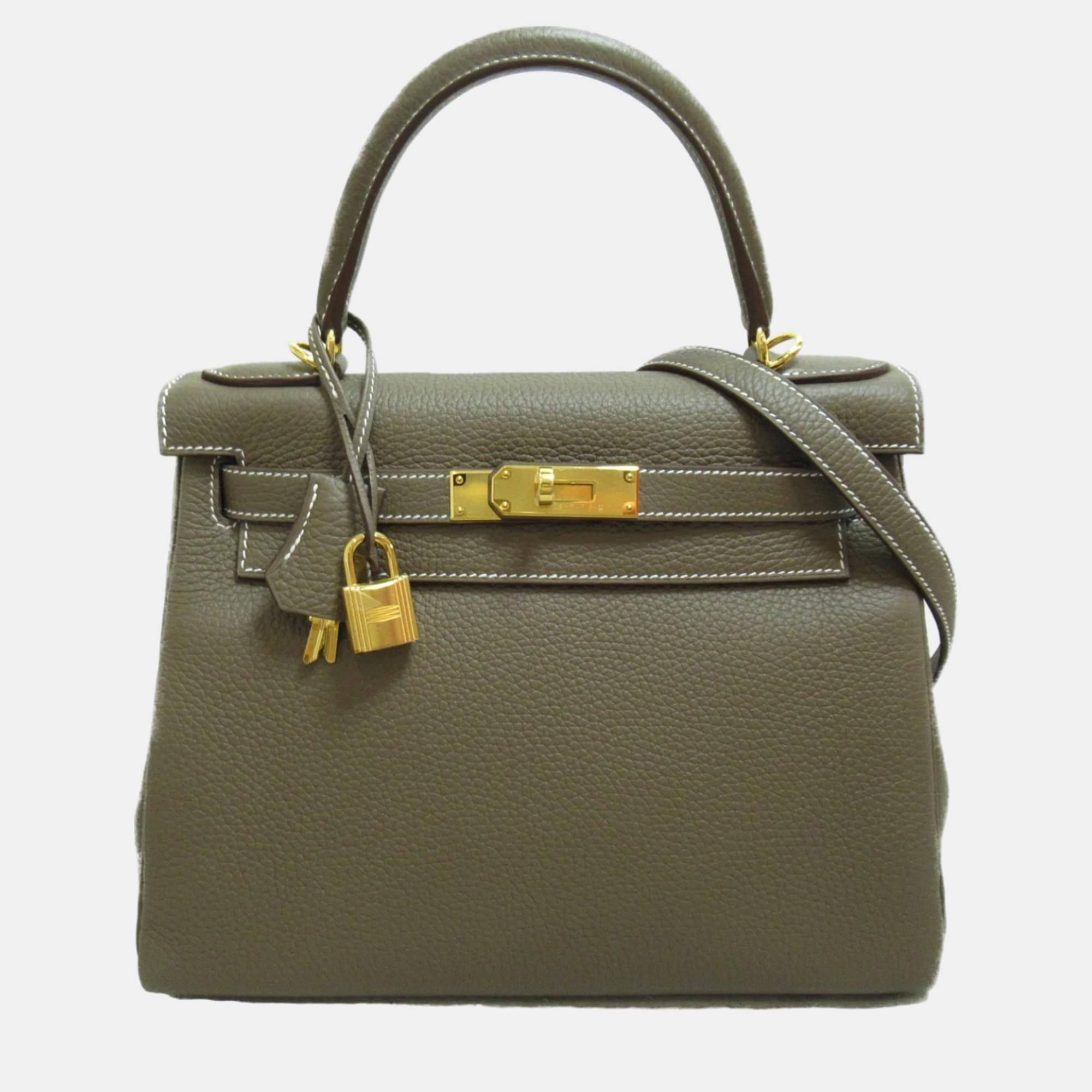 

Hermes Gray Etoupe Togo leather Kelly Handbag, Grey