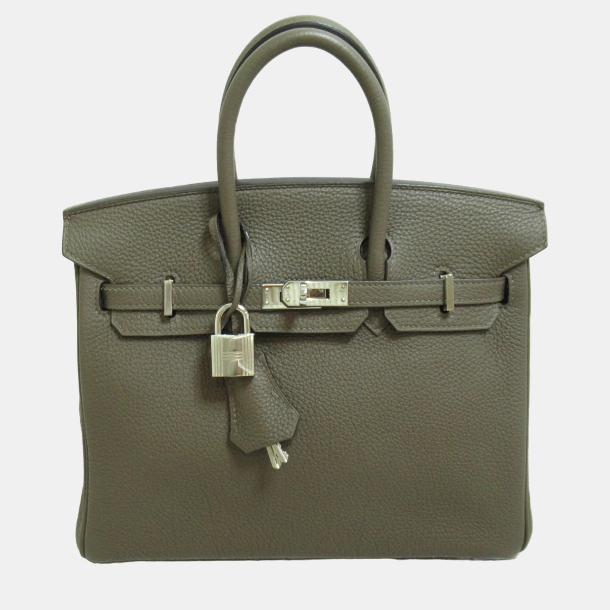 Pre-owned Hermes Gray Taupe Togo Leather Birkin Handbag In Grey