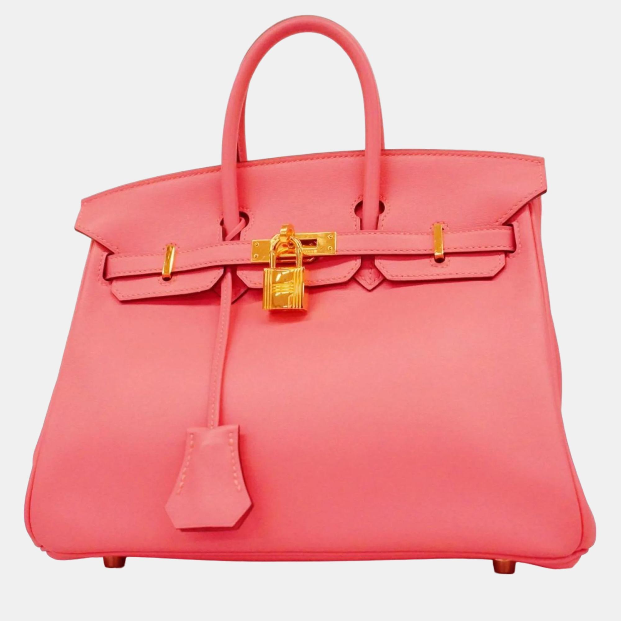 Pre-owned Hermes Rose Azalea Swift Birkin Stamp Handbag In Pink
