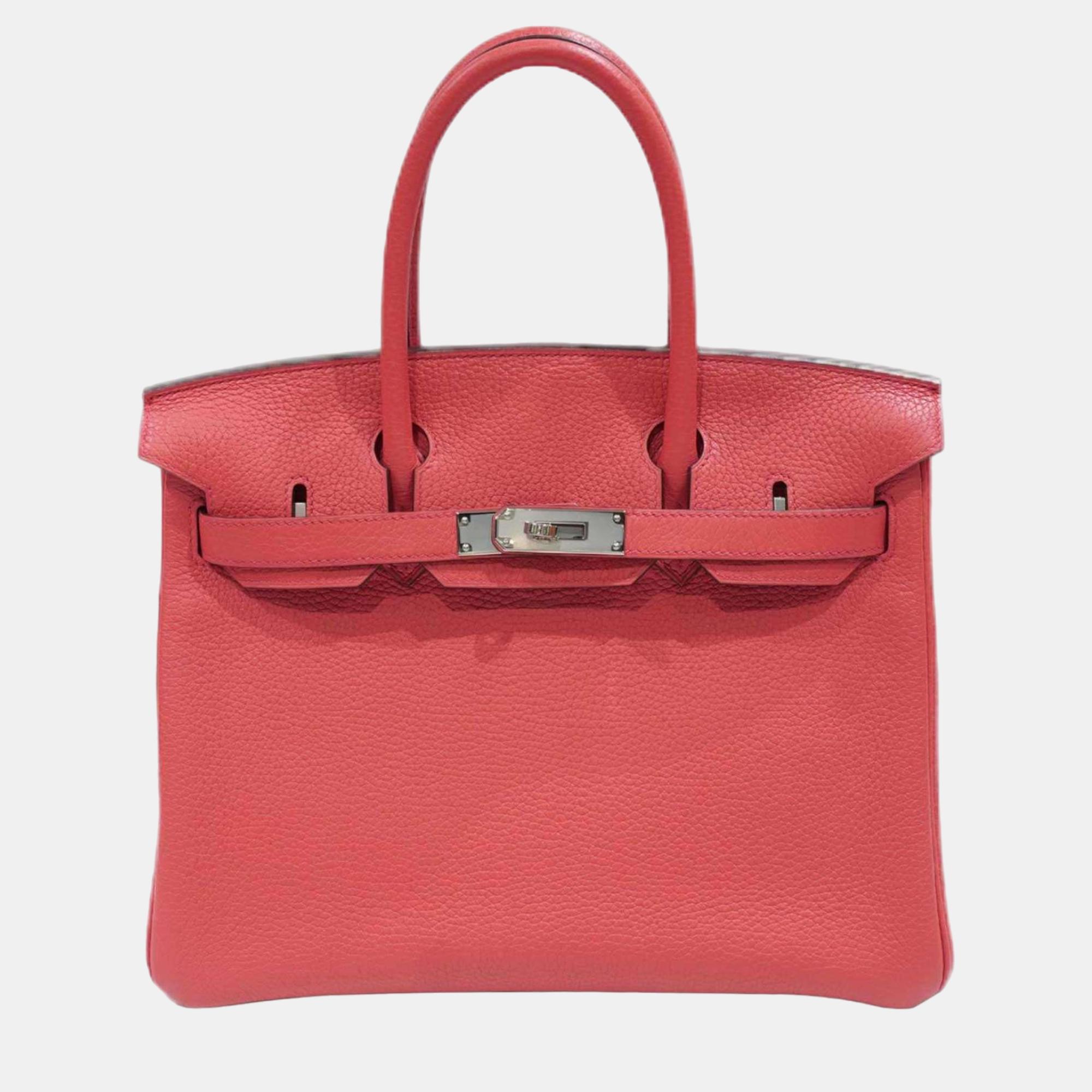 

Hermes Bougainvillier Togo Leather Birkin 30 Tote Bag, Red