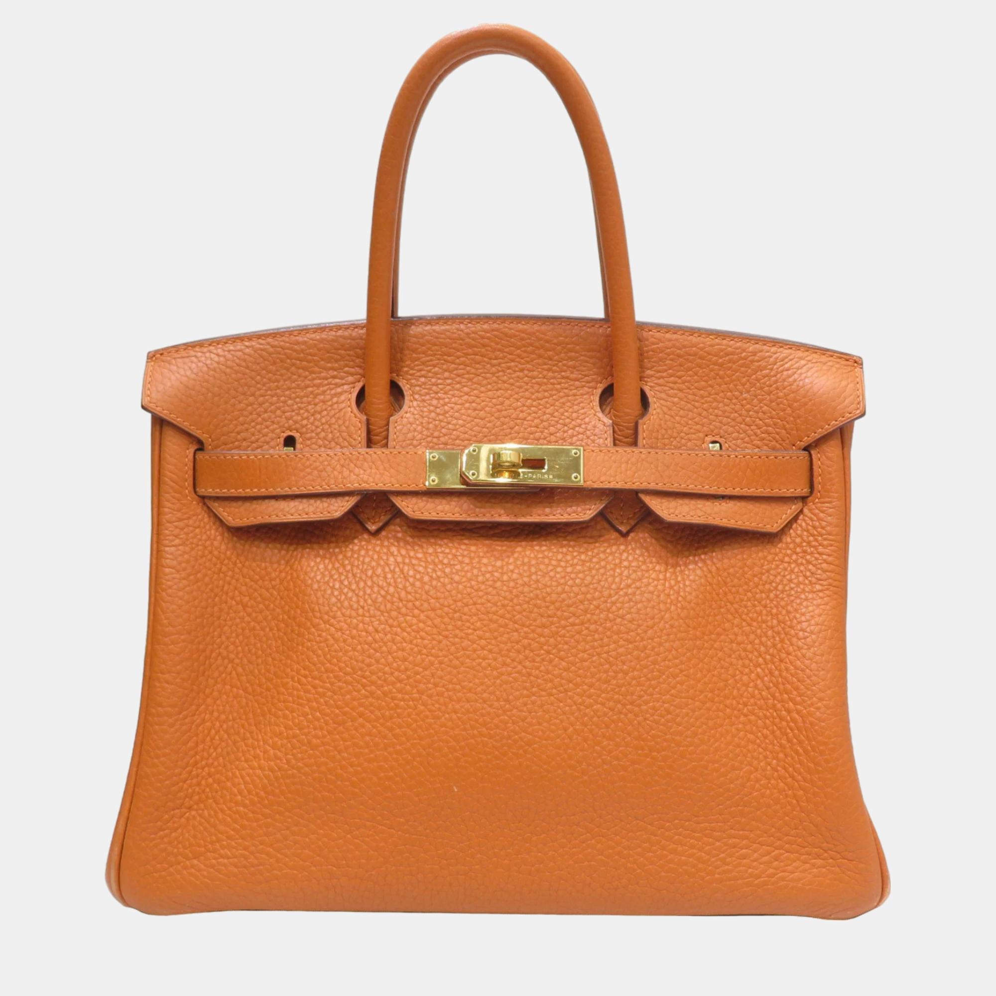 

Hermes Orange Taurillon Birkin Hardware Stamp Handbag