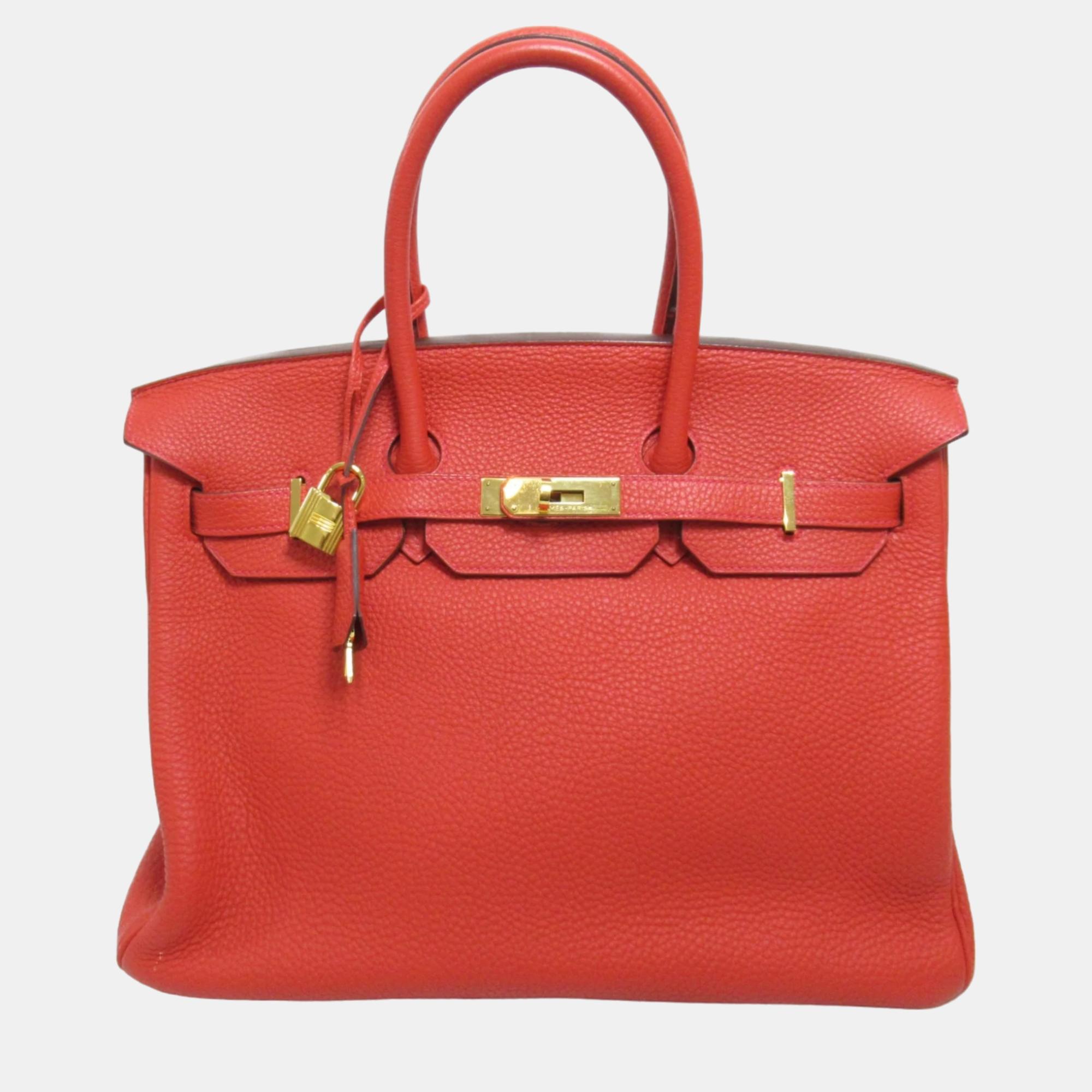 

Hermes Red Togo leather Birkin handbag