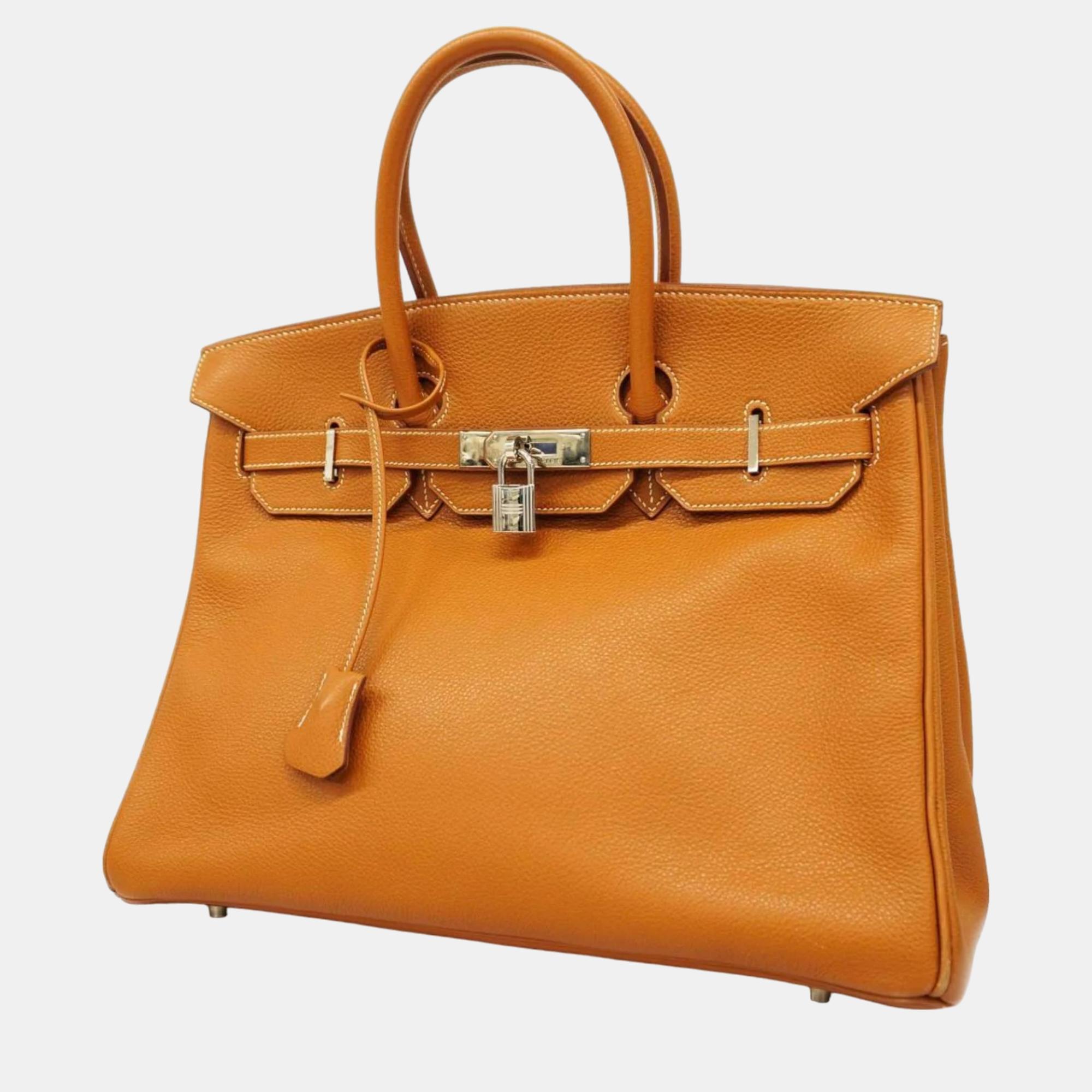 

Hermes Gold Togo Leather Birkin 35 Tote Bag, Orange