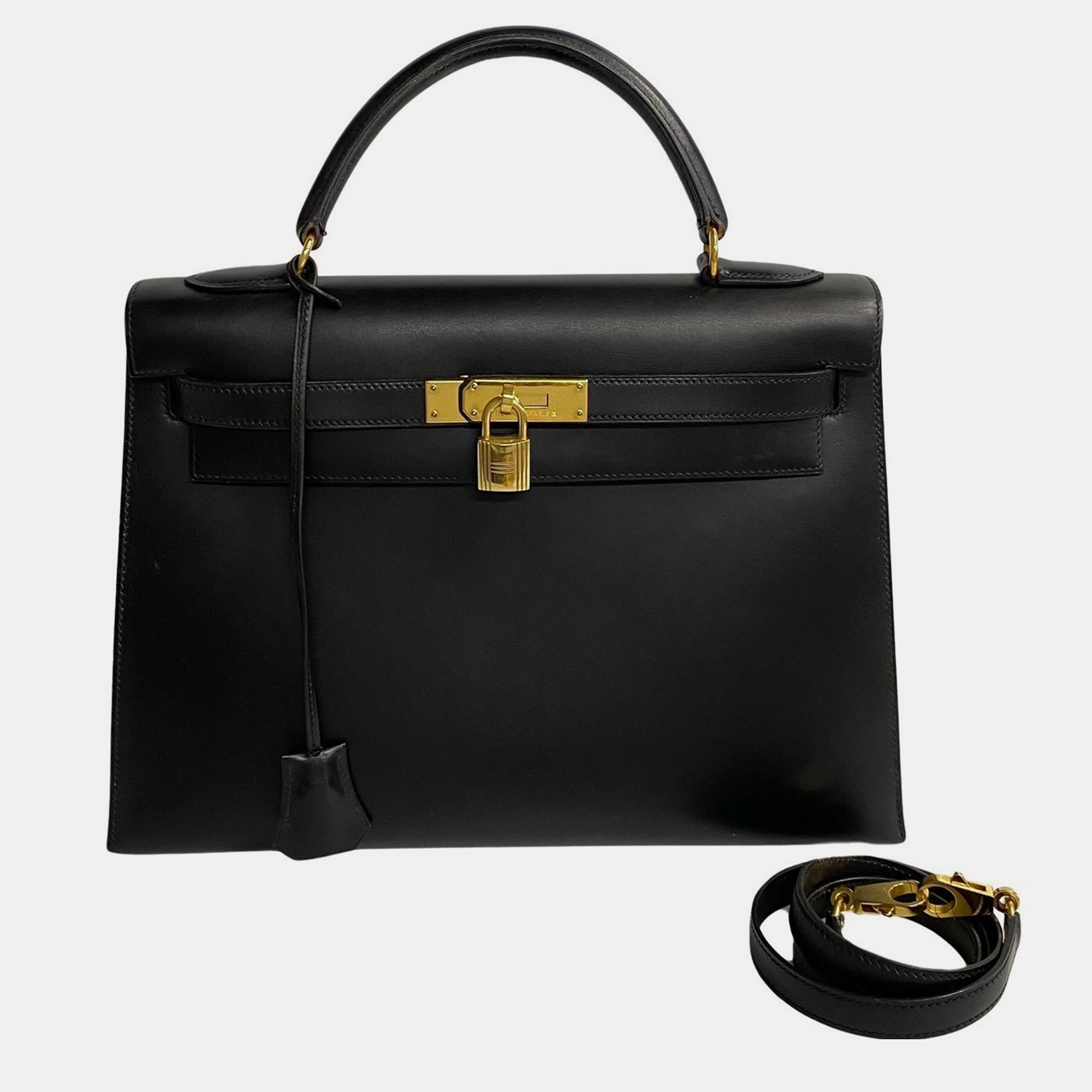 

Hermes Black Leather Box Kelly 32