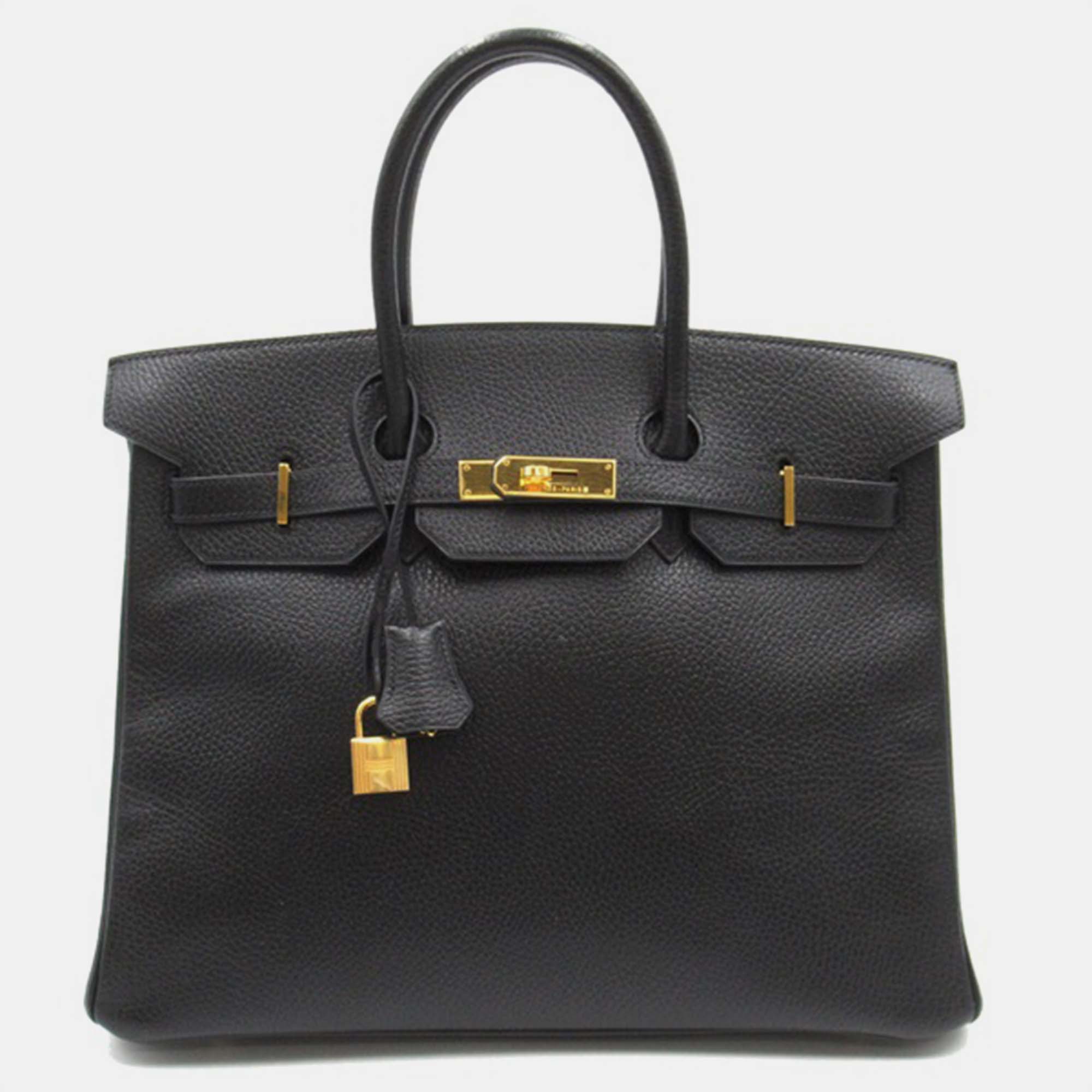 

Hermes Black Leather Ardennes Birkin 35 Bag