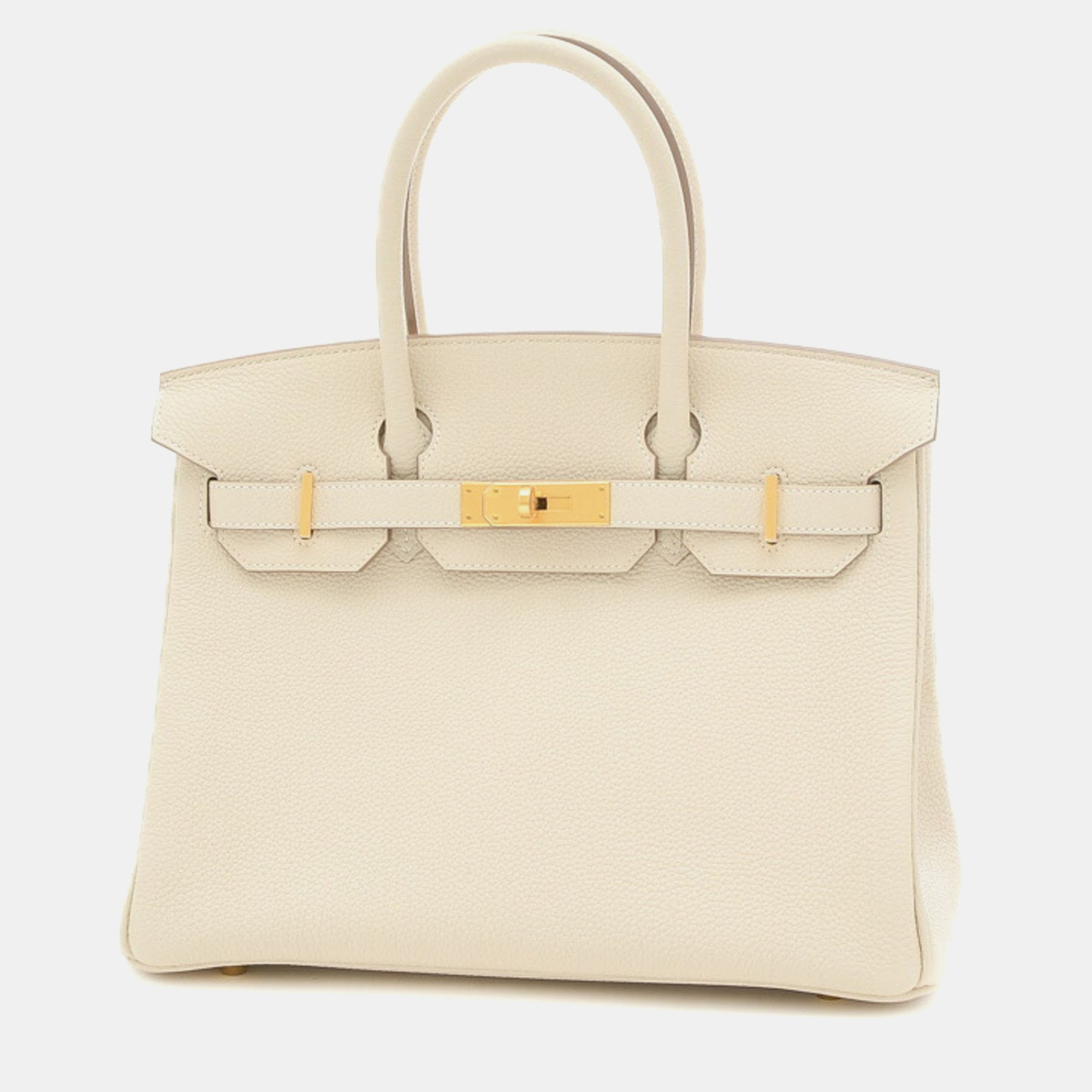 Pre-owned Hermes Cre Togo U Stamp Birkin Handbag In Cream