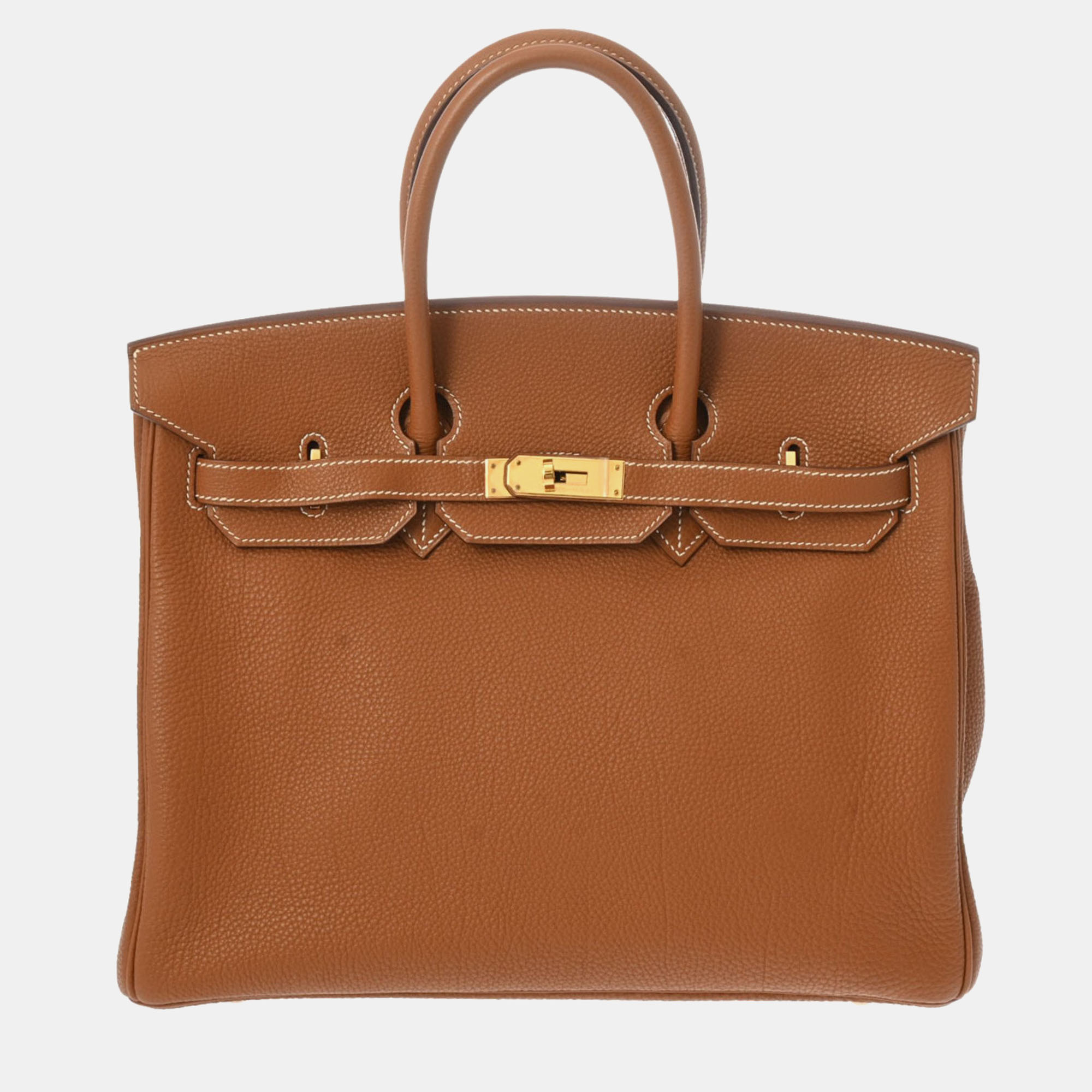 

Hermes Gold Togo J stamp Birkin Handbag, Brown