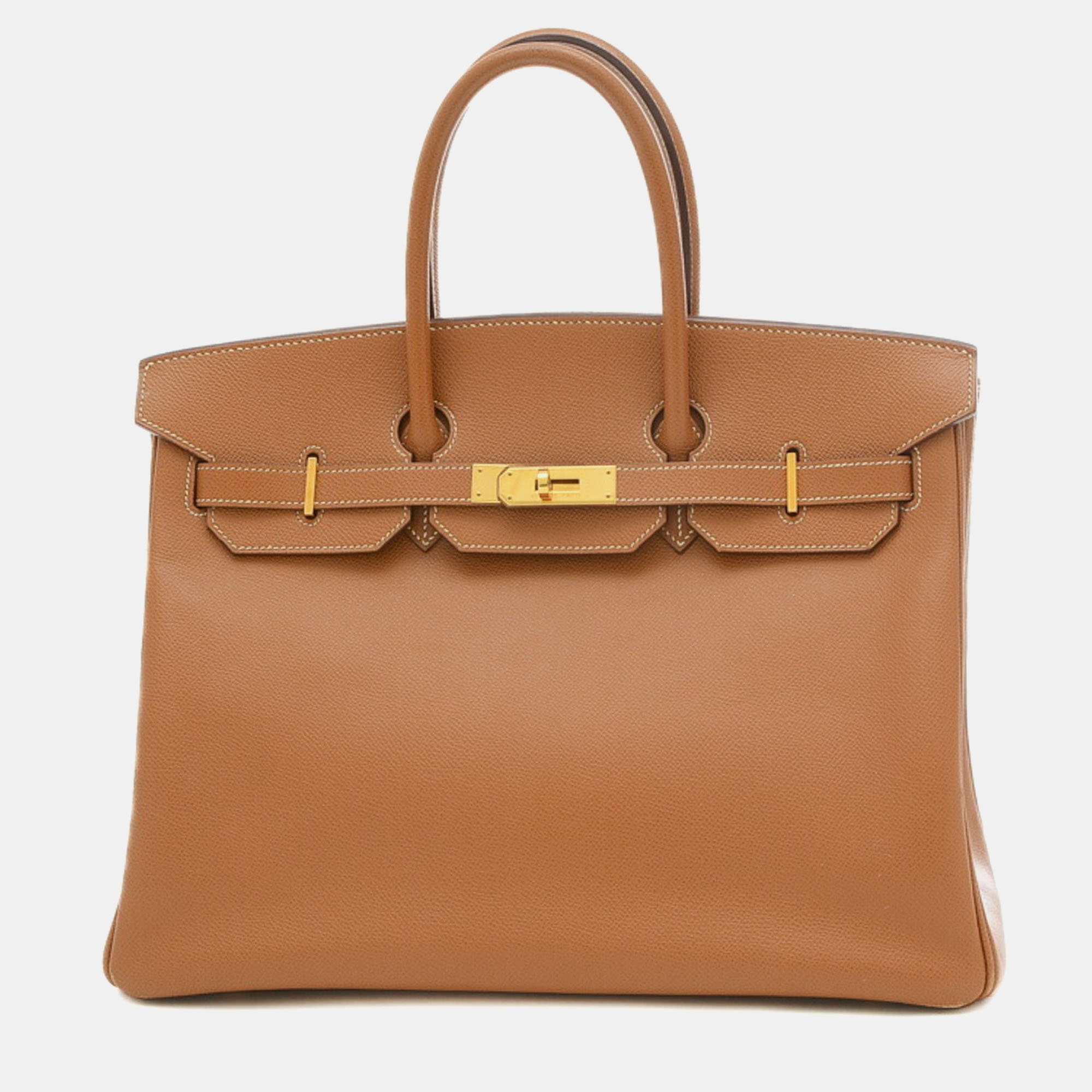 

Hermes Gold Epsom Leather Birkin 35 Tote Bag, Brown