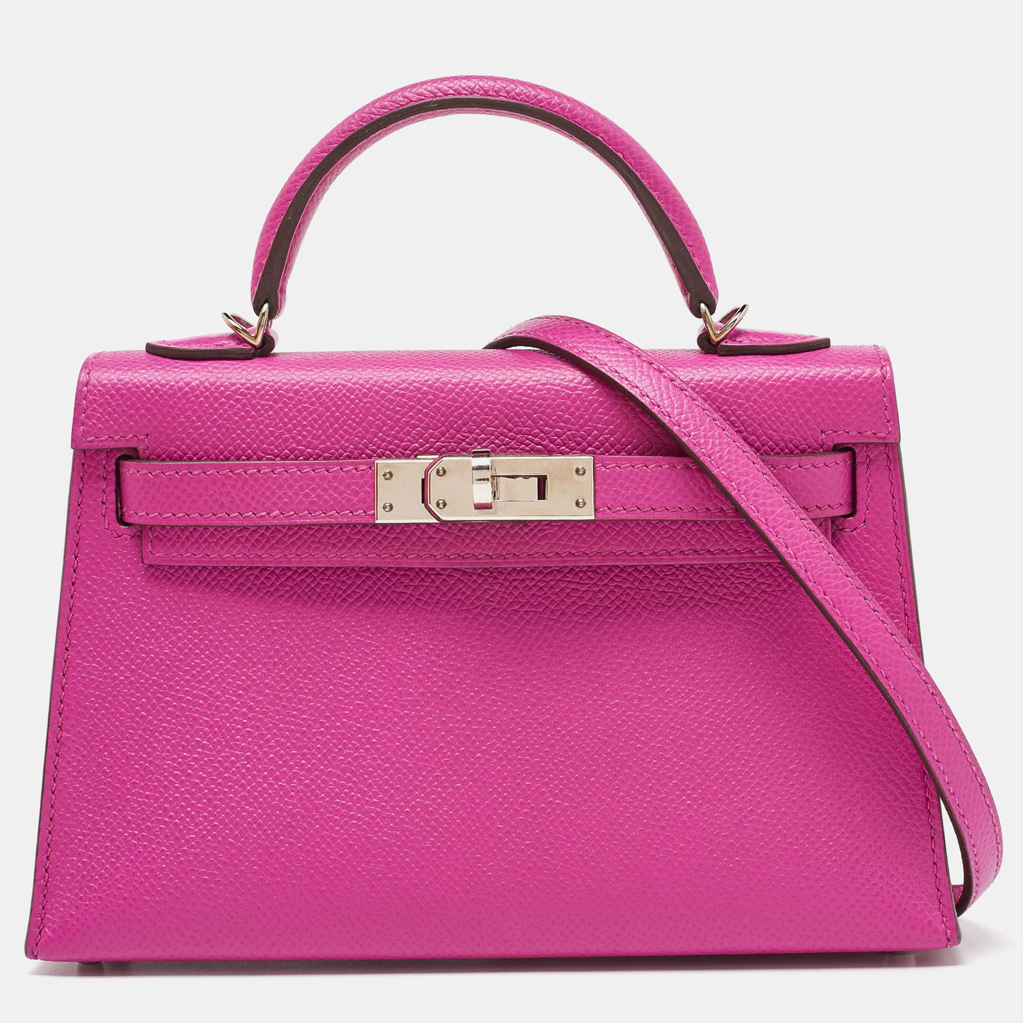 

Hermès Magnolia Epsom Leather Palladium Finish Mini Kelly II Sellier 20 Bag, Pink