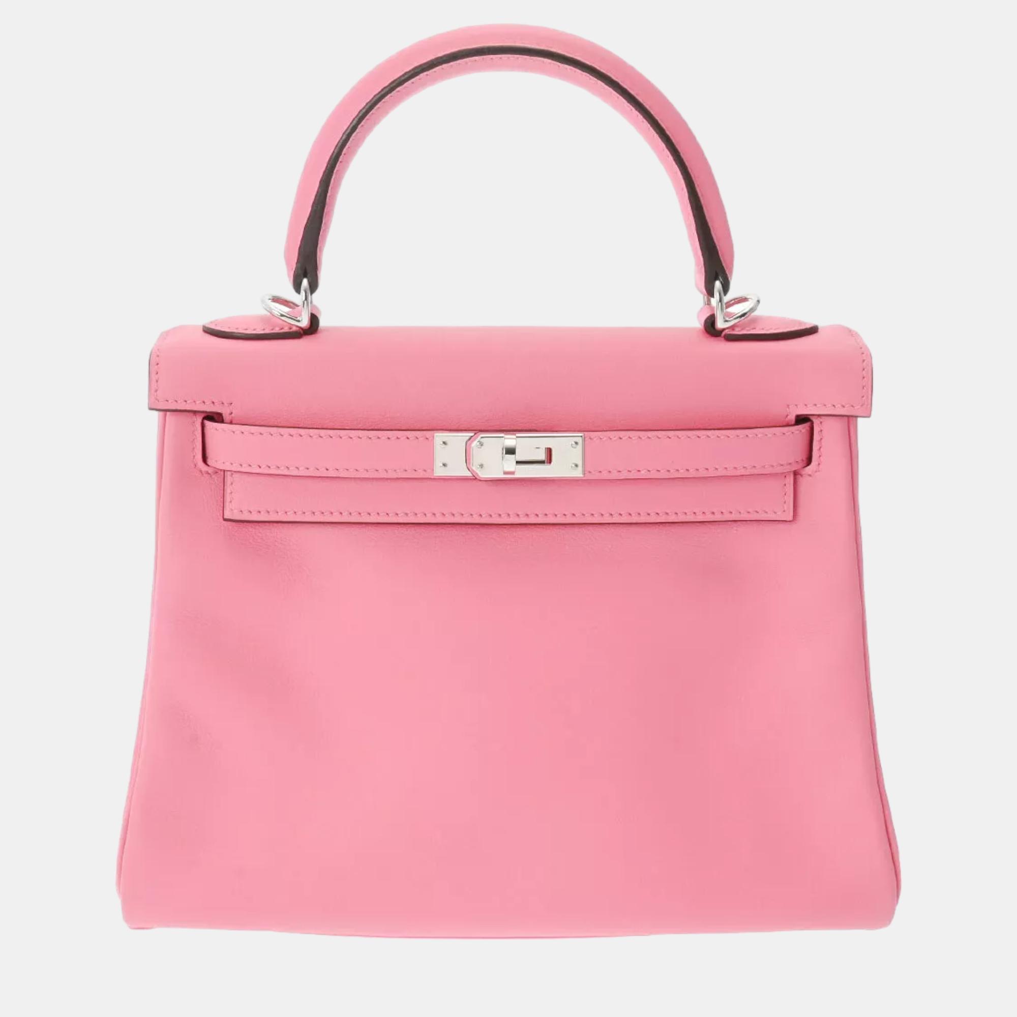 

Hermes Pink Togo Leather Kelly Retourne 28 Handbag