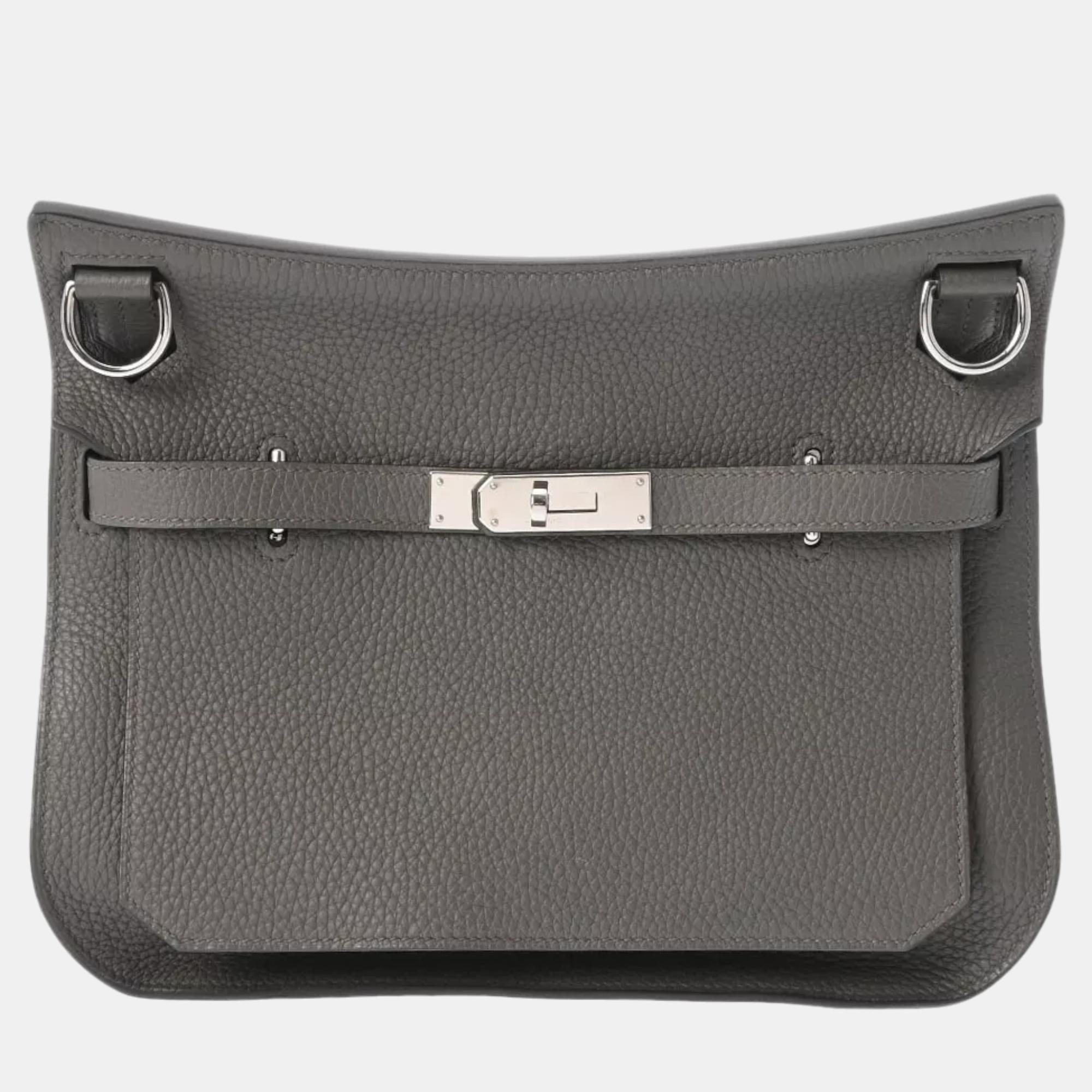 

Hermes Grey Clemence Leather Jypsiere Shoulder Bag