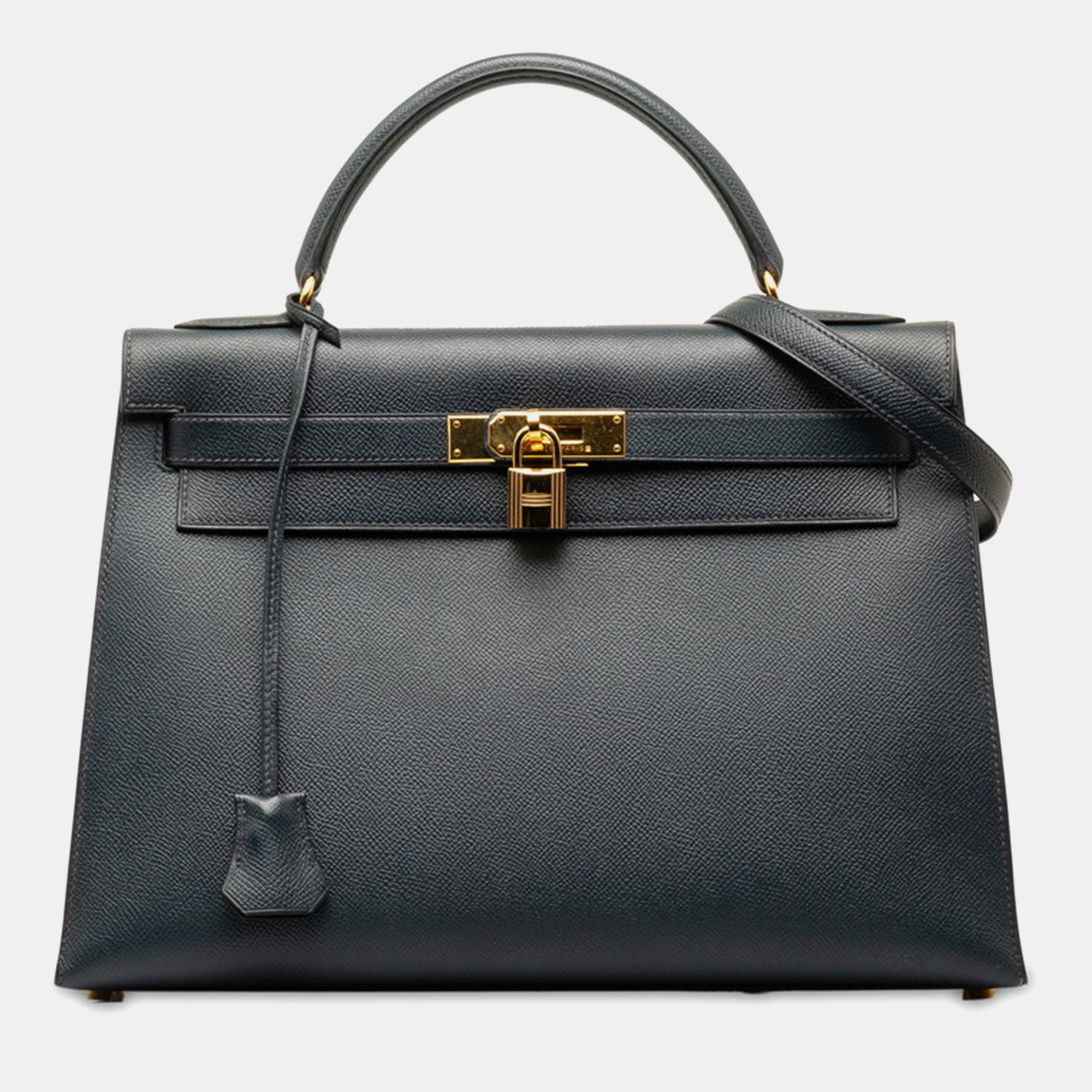 

Hermes Blue Leather Courchevel Kelly 32 Bag