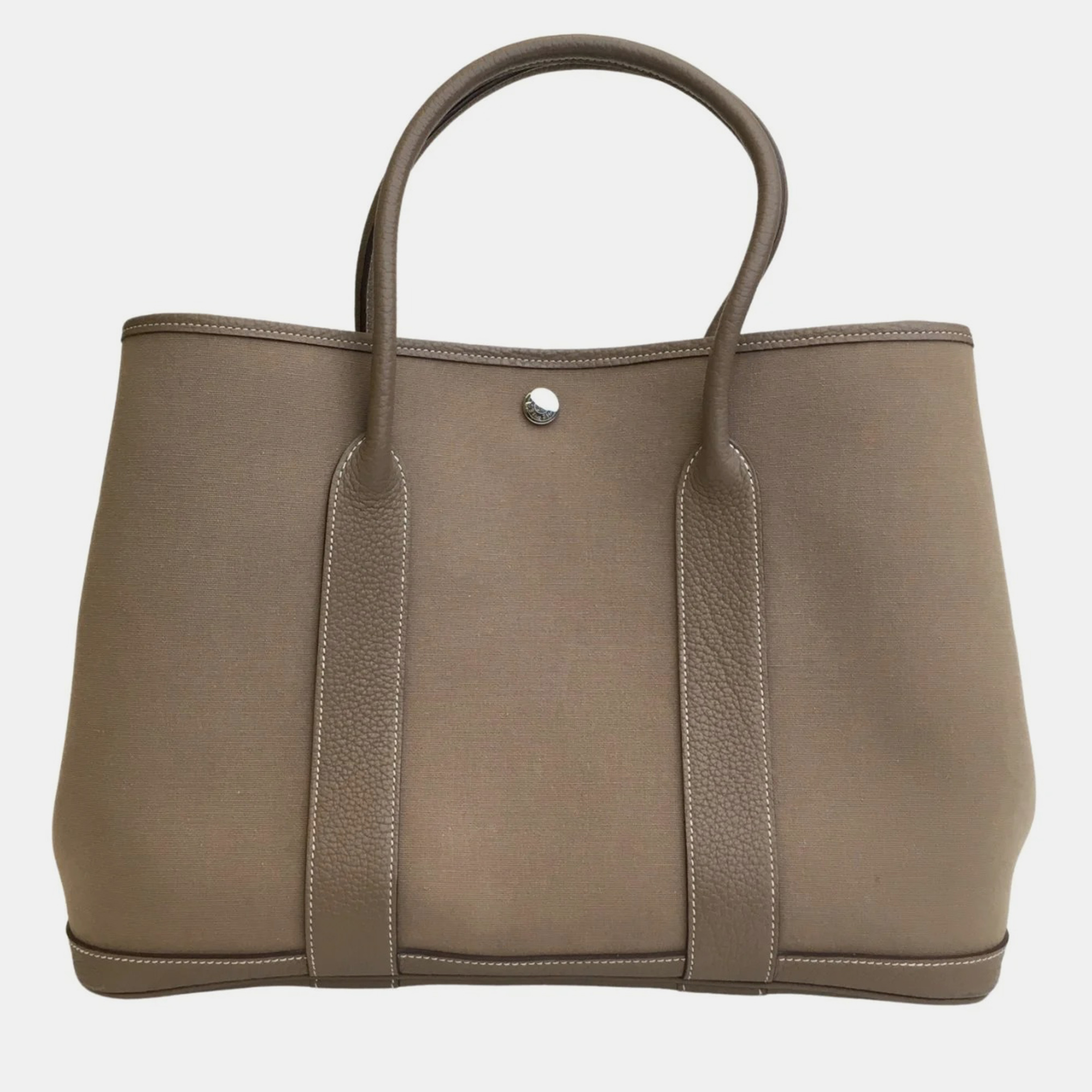 

Hermes Etoupe Togo /Canvas Garden Party 36 Handbag, Brown