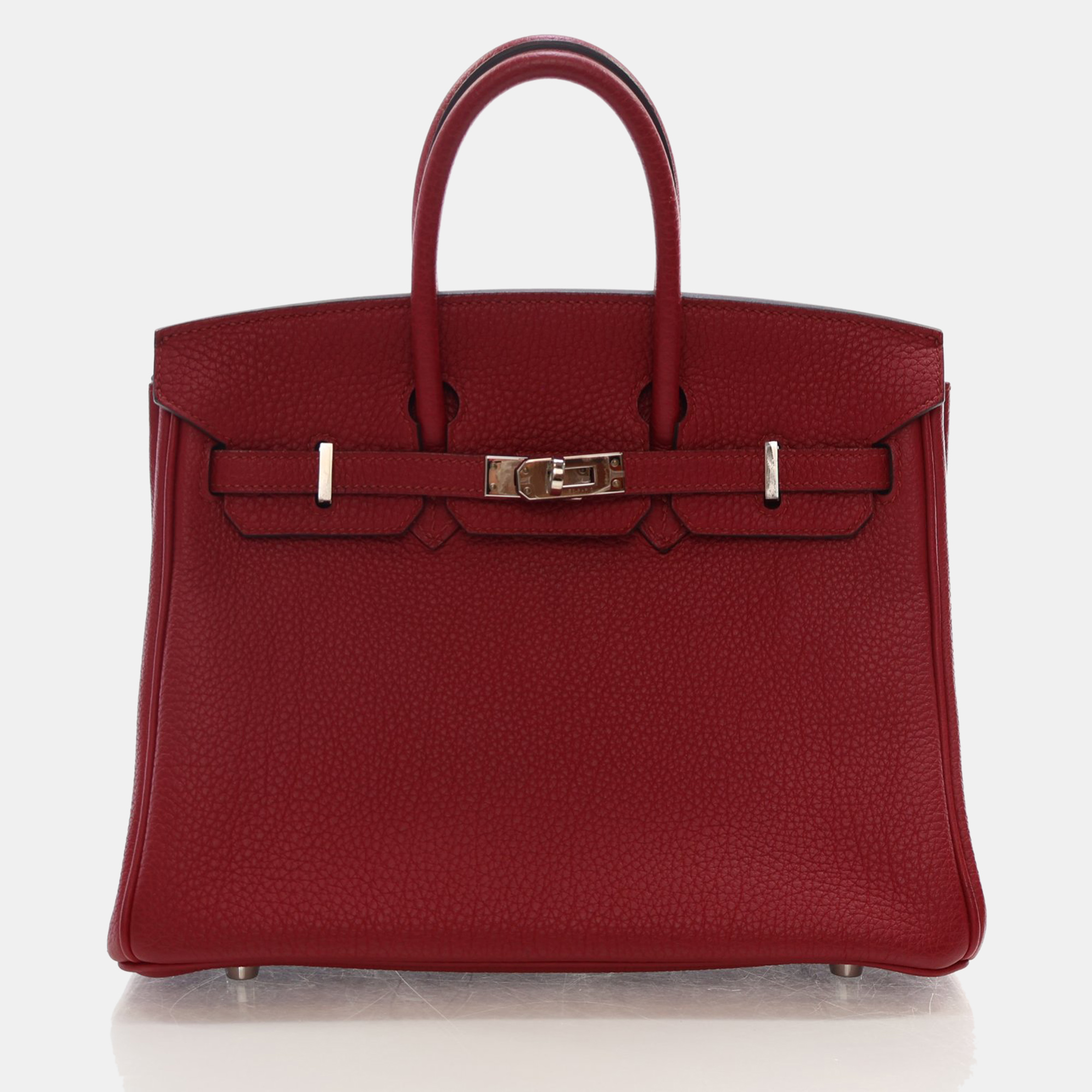 Pre-owned Hermes Rouge Grenat Togo Phw Birkin 25 Handbag In Burgundy