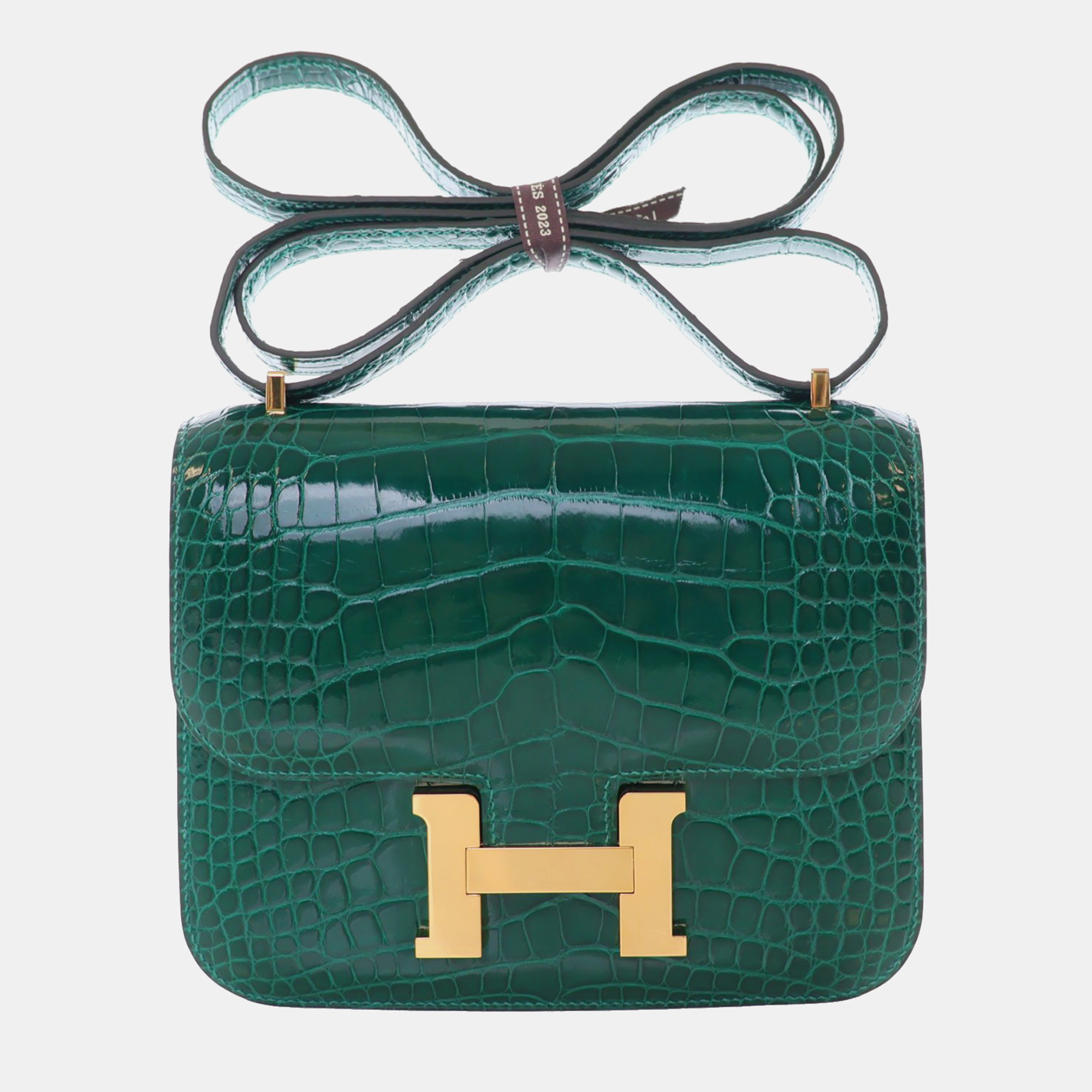 

Hermes Vert Emeraude Crocodile Constance 18 Bag, Green