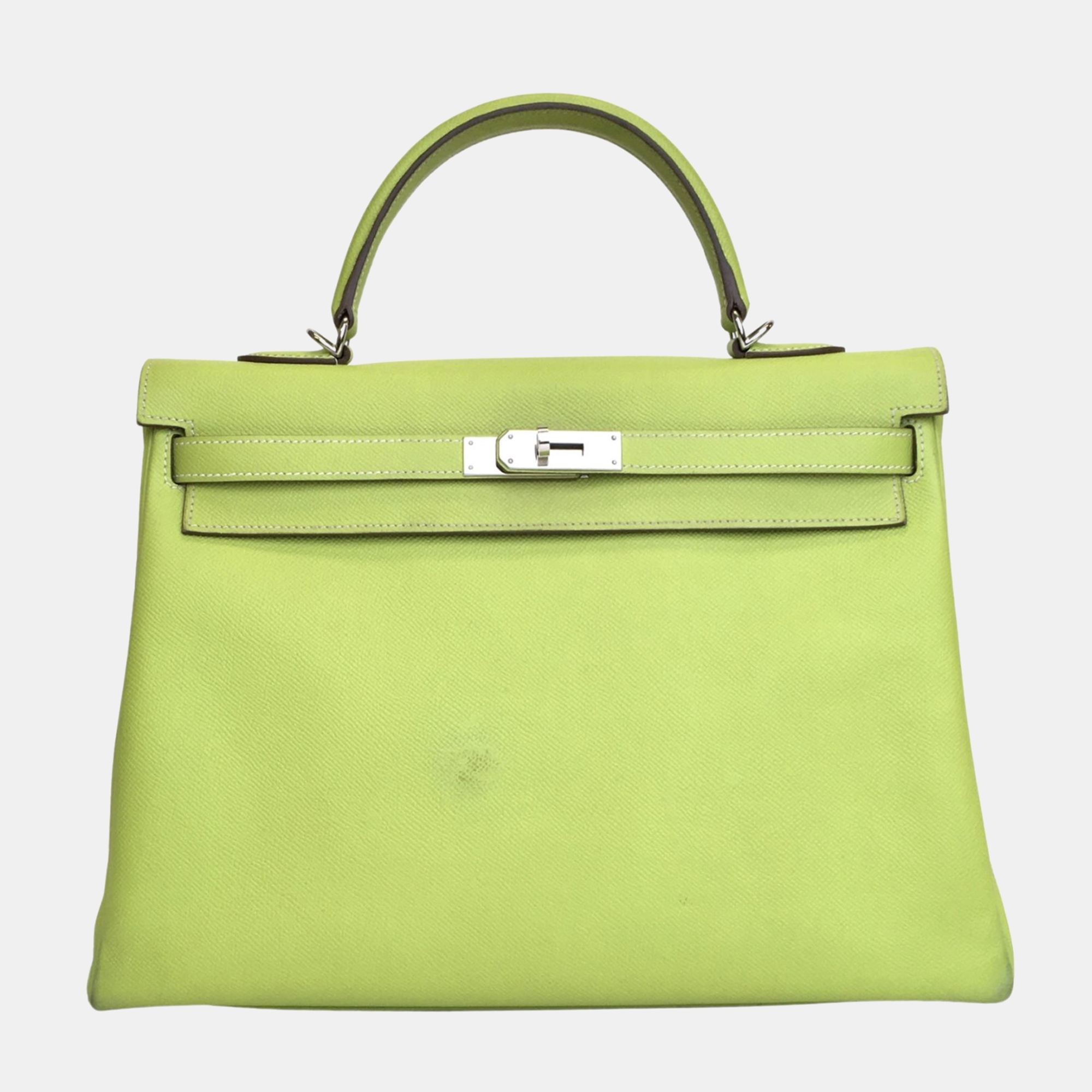 Pre-owned Hermes Kiwi Epsom Kelly 35 Handbag In Green