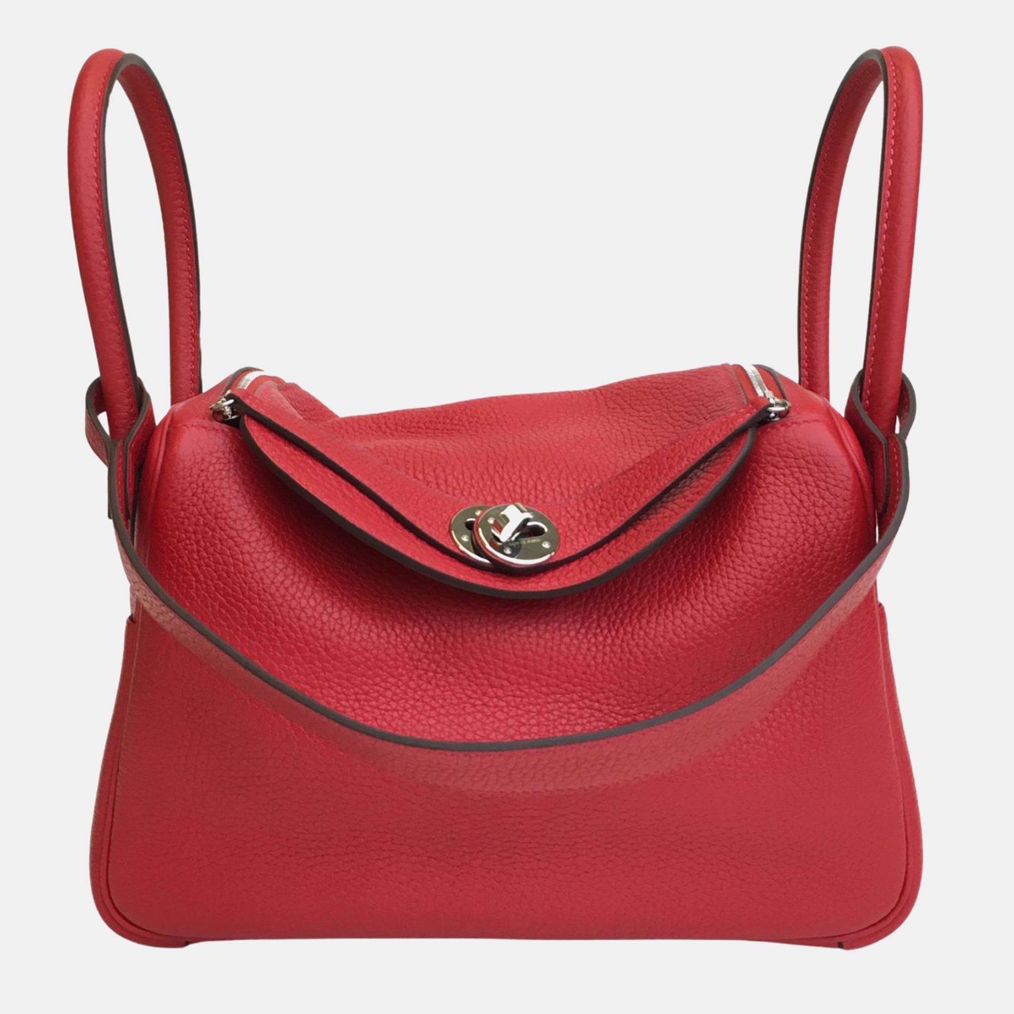 

Hermes Rouge De Coeur Clemence Lindy 26 Handbag, Red