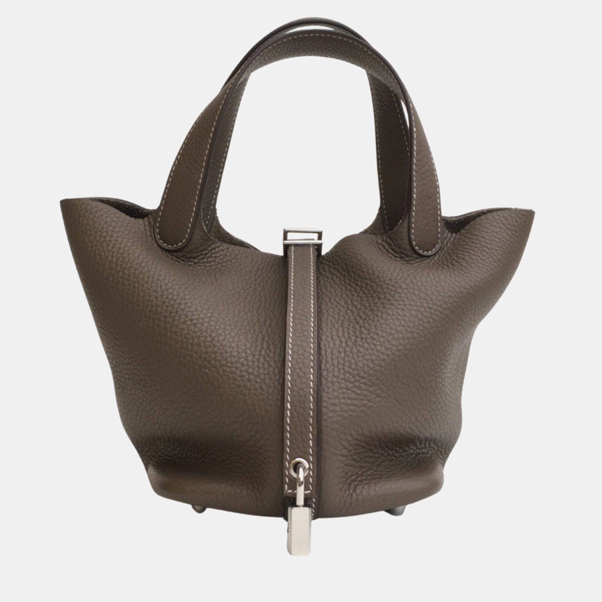 

Hermes Etoupe Clemence Picotin Lock 18 Handbag, Beige