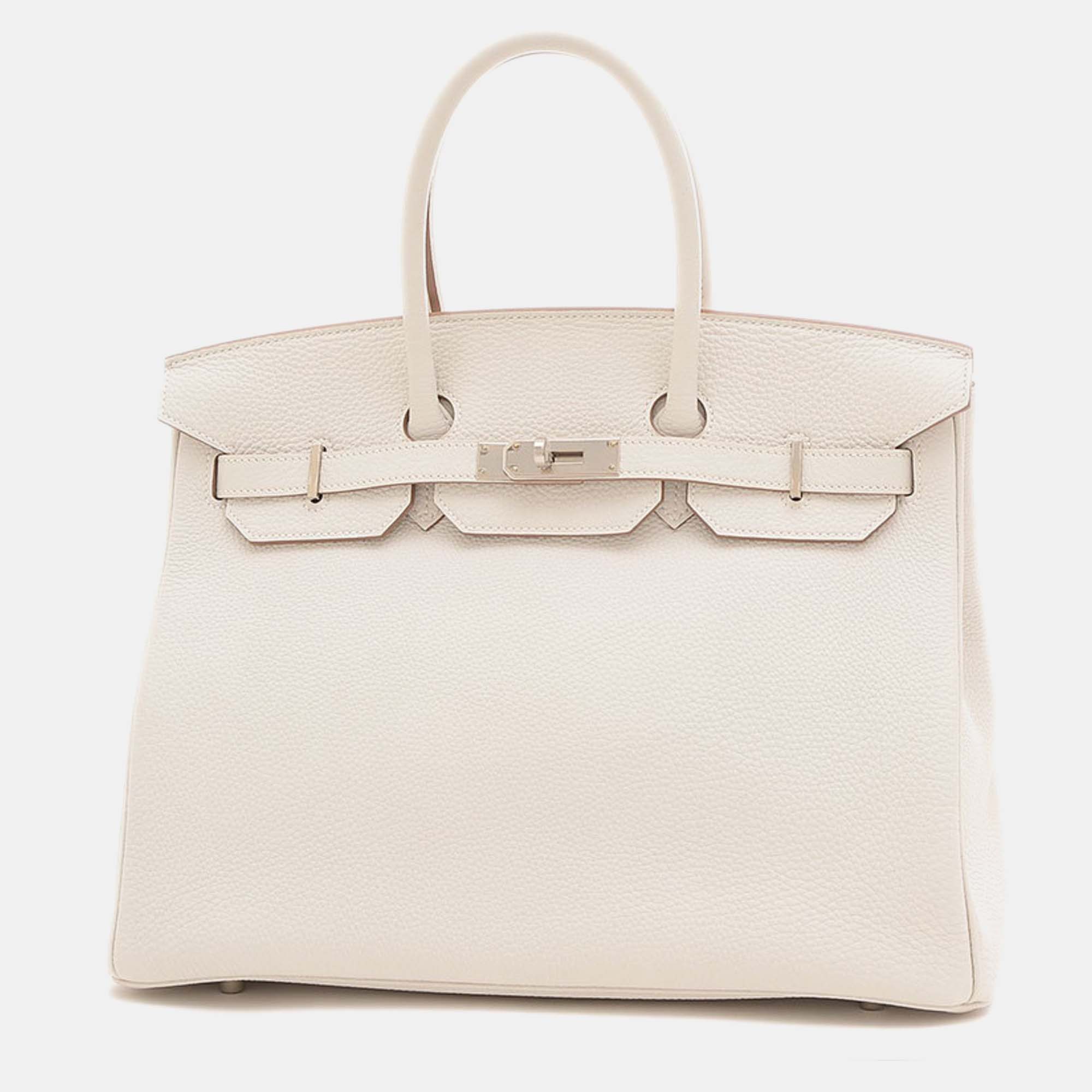 Pre-owned Hermes Gripere Togo Birkin Handbag In Beige