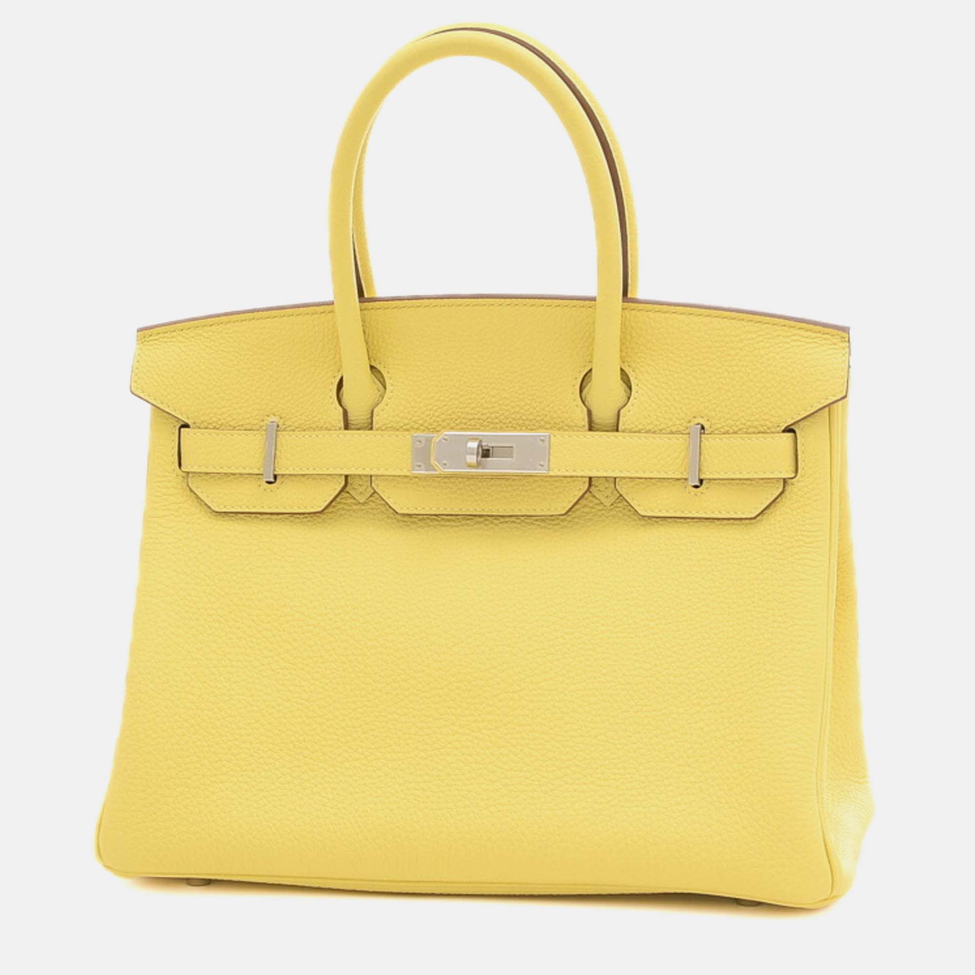 

Hermes Jaune Poussin Togo Birkin Handbag, Yellow