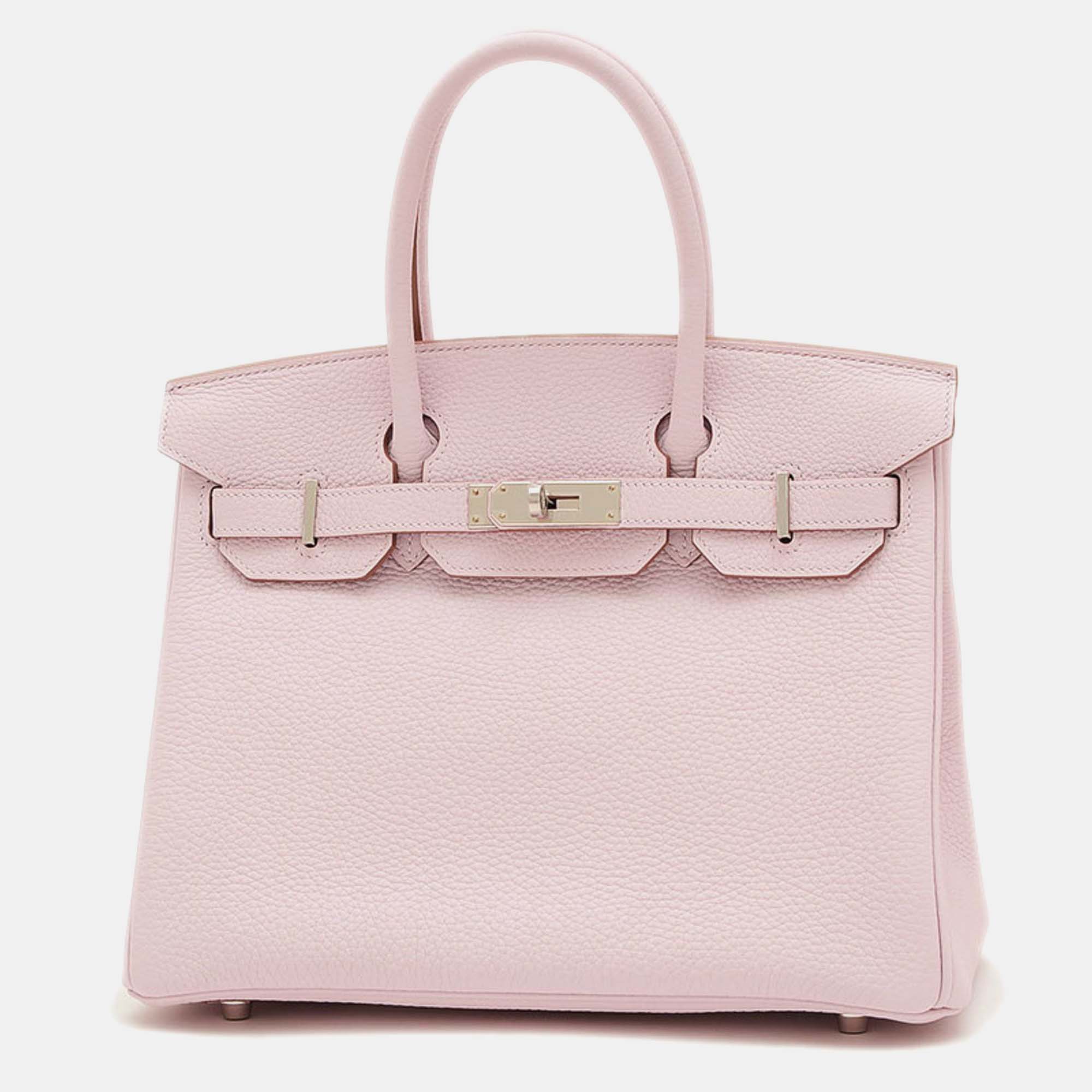 

Hermes Mauve pale Taurillon Clemence Birkin handbag, Pink