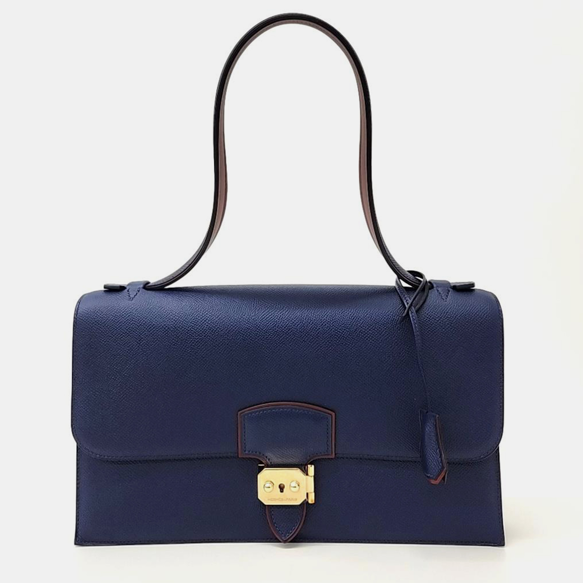 Pre-owned Hermes Ilicto Elan Handbag In Navy Blue