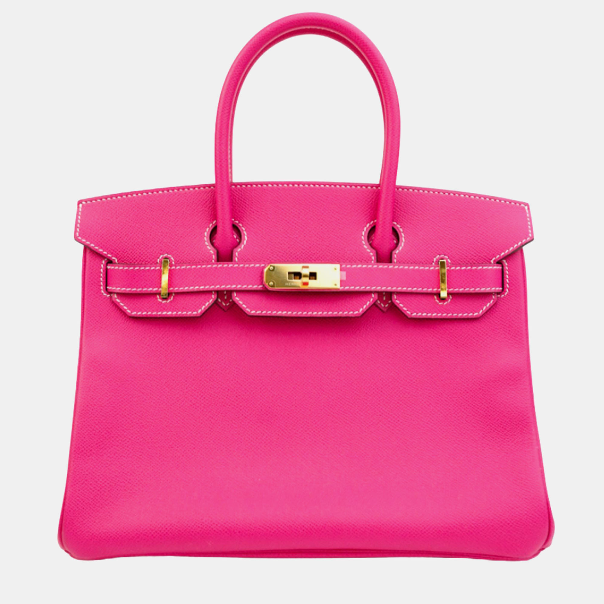 Pre-owned Hermes Rose Tyrien Epsom Leather Birkin 30 Tote Bag In Pink