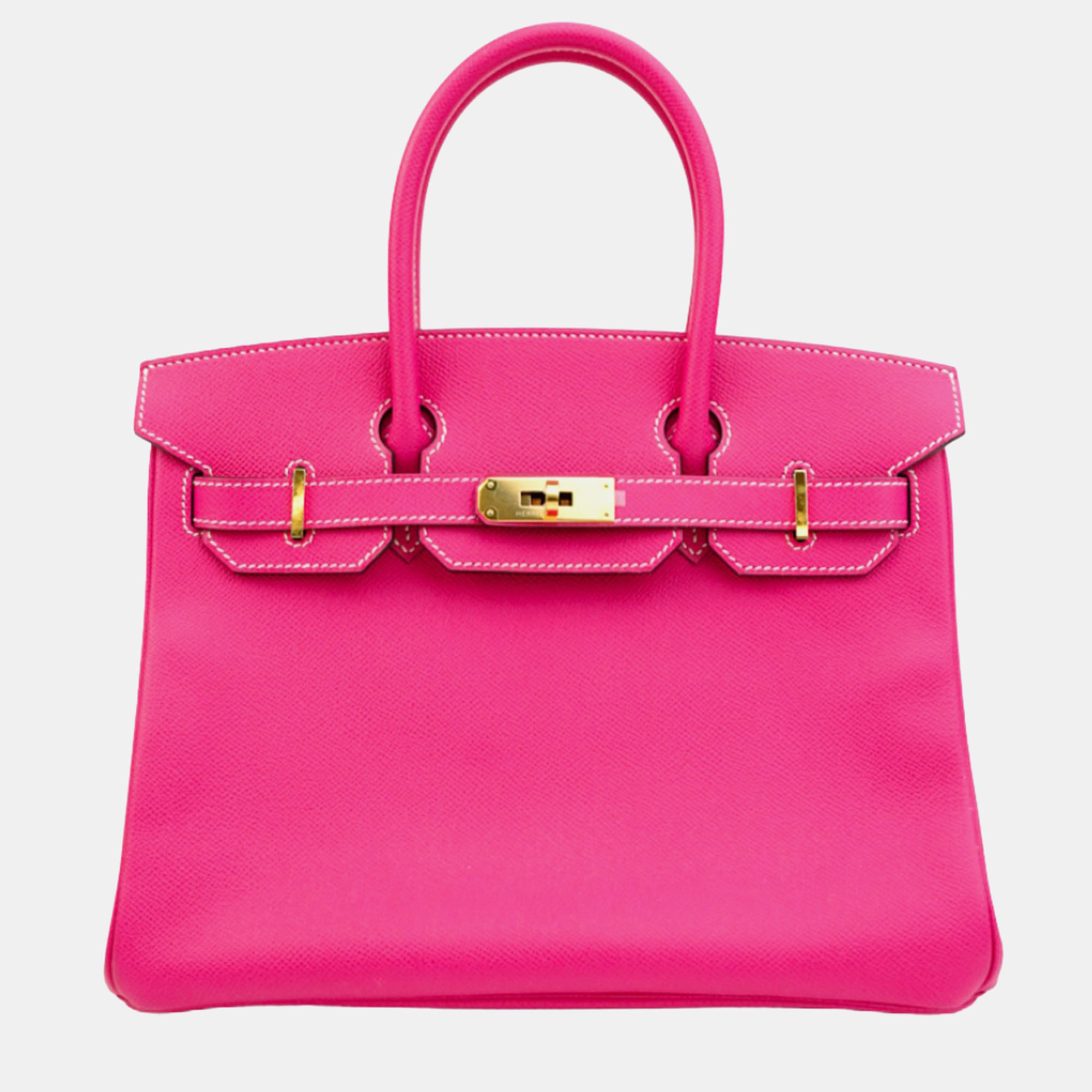 

Hermes Rose Tyrien Epsom Leather Birkin 30 Tote Bag, Pink