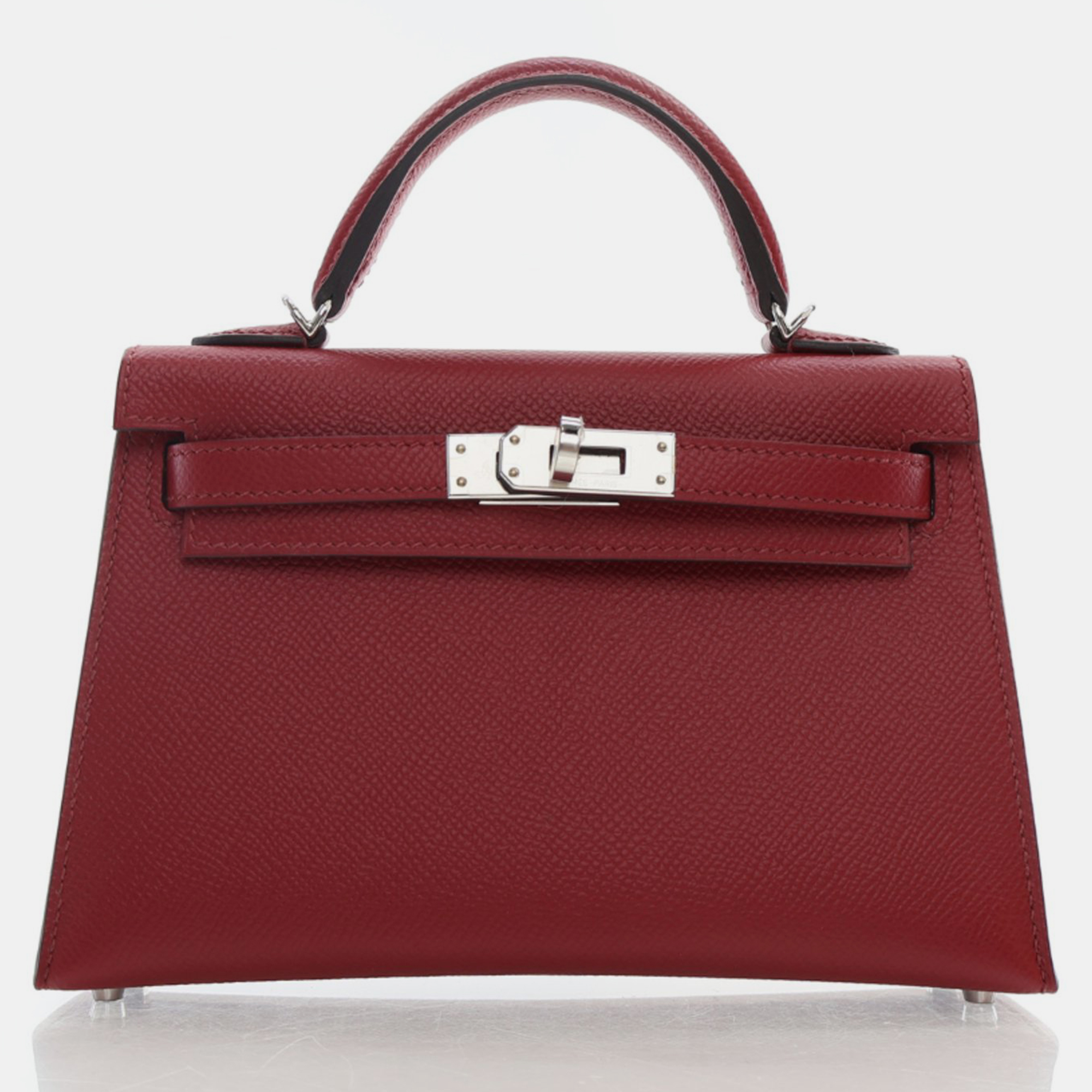 Pre-owned Hermes Rouge Grenat Epsom Mini Kelly Phw Bag In Red