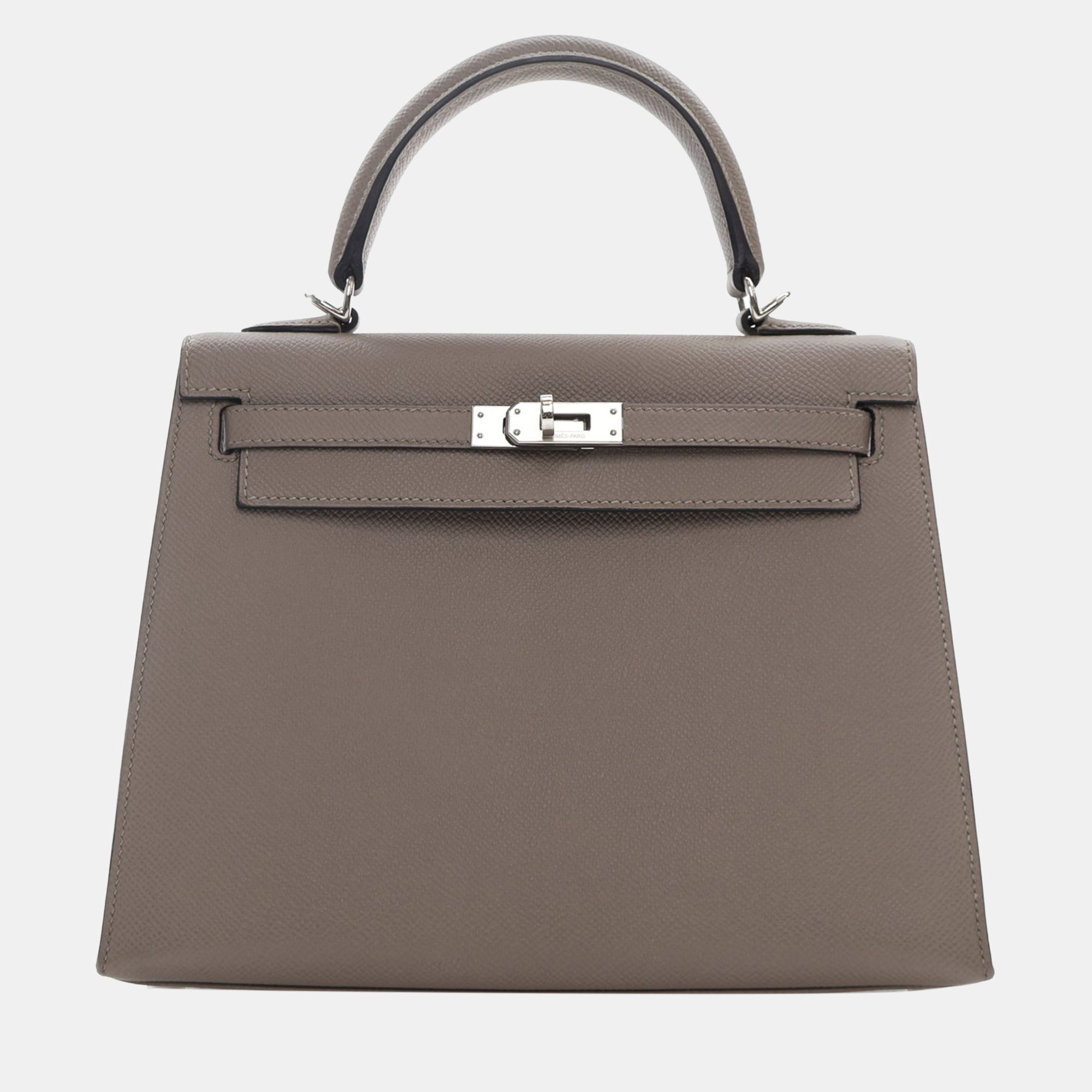 

Hermes Gris Asphalt Epsom Kelly 25 Handbag, Beige