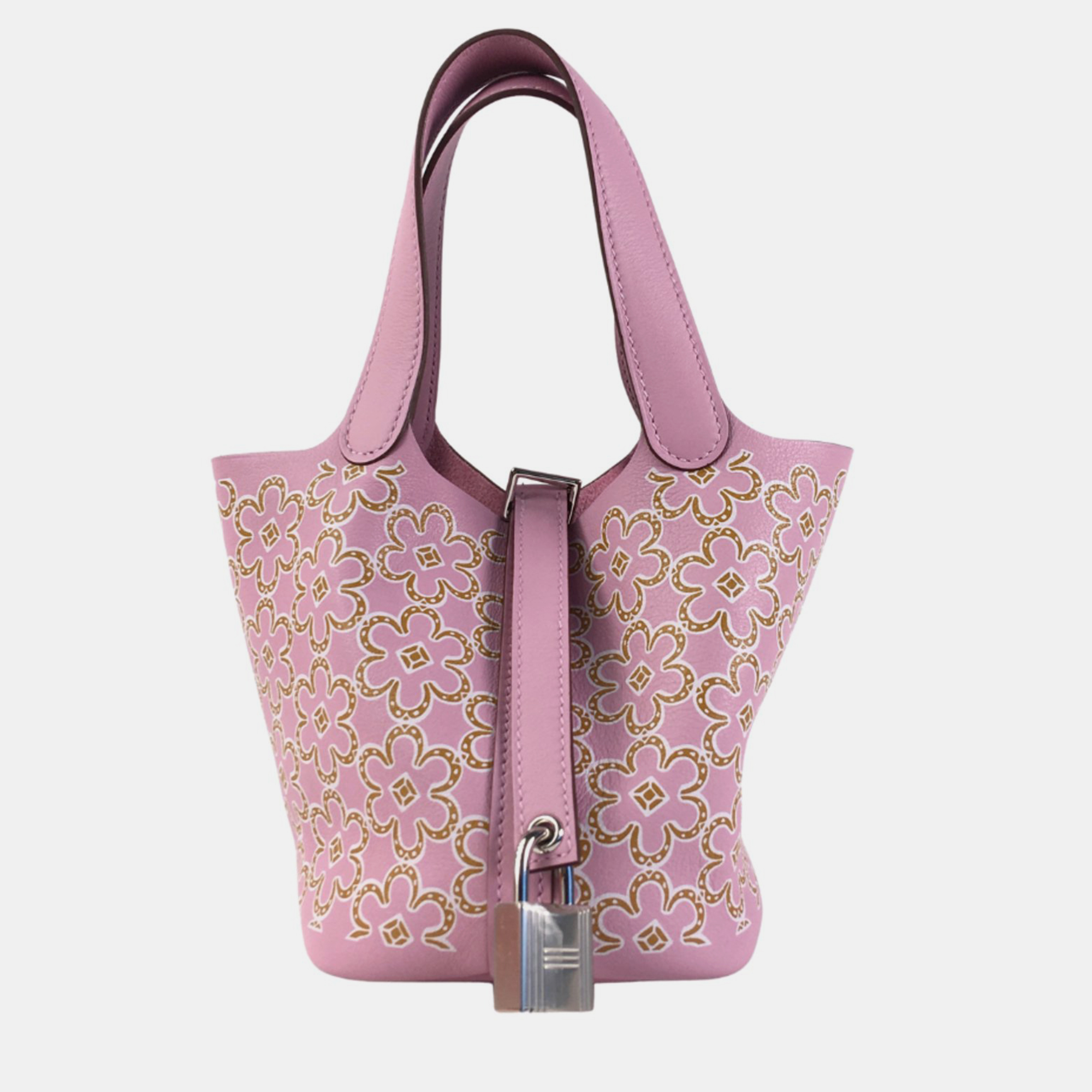 

Hermes Mauve Sylvestre Swift Lucky Daisy Picotin 14 Bag, Pink