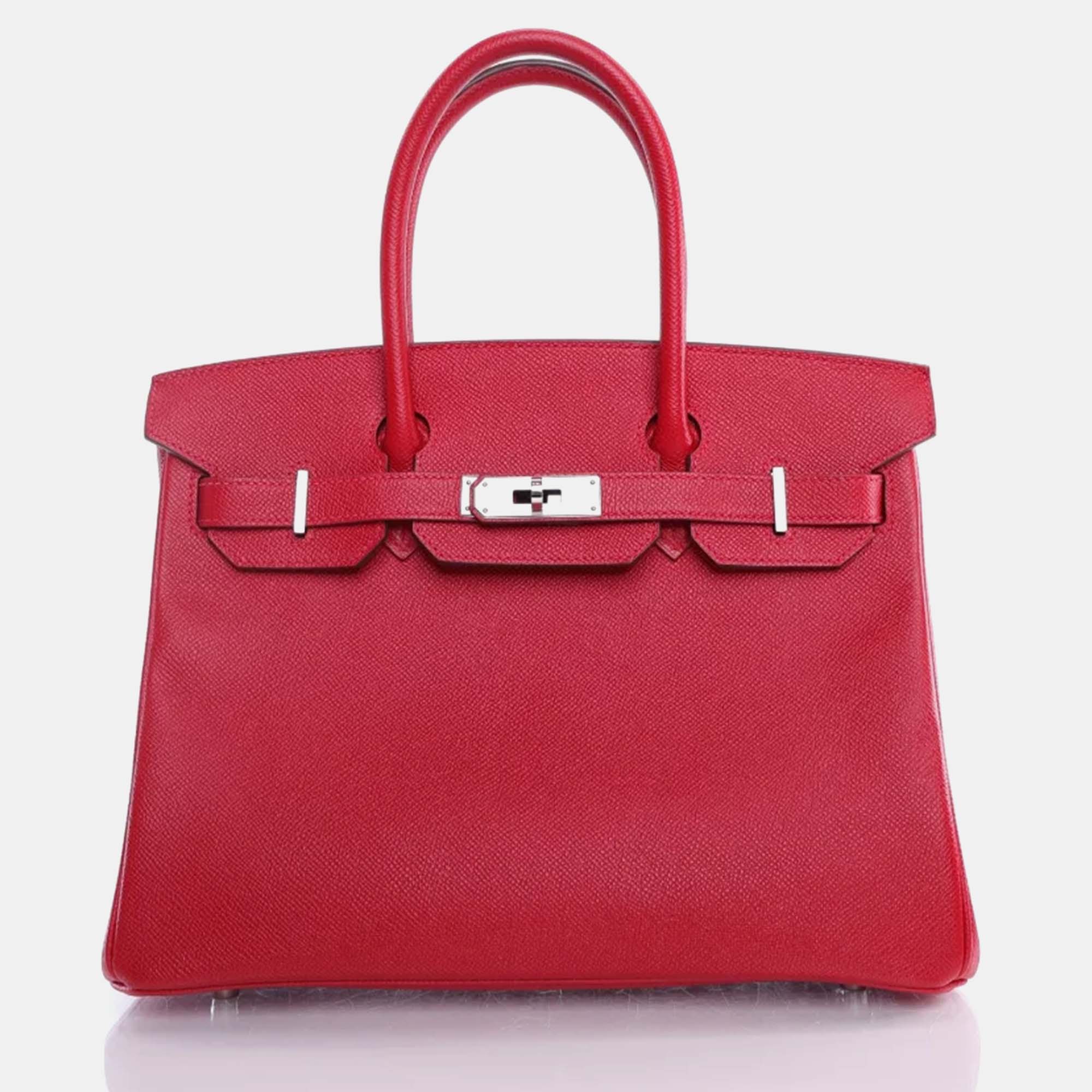 Pre-owned Hermes Rouge Casaque Epsom Birkin 30 Handbag In Red