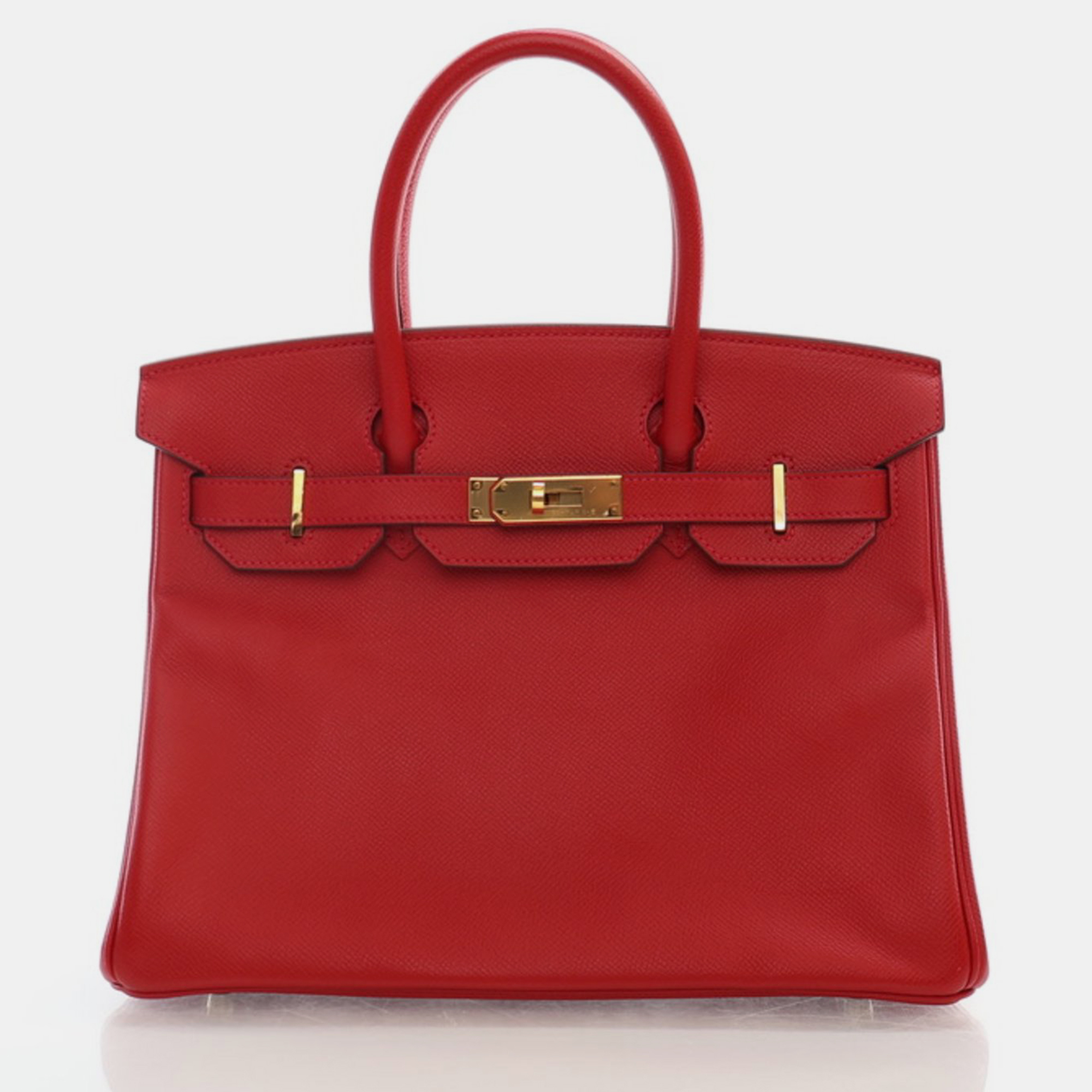

Hermes Rouge Epsom Birkin 30 Bag, Red