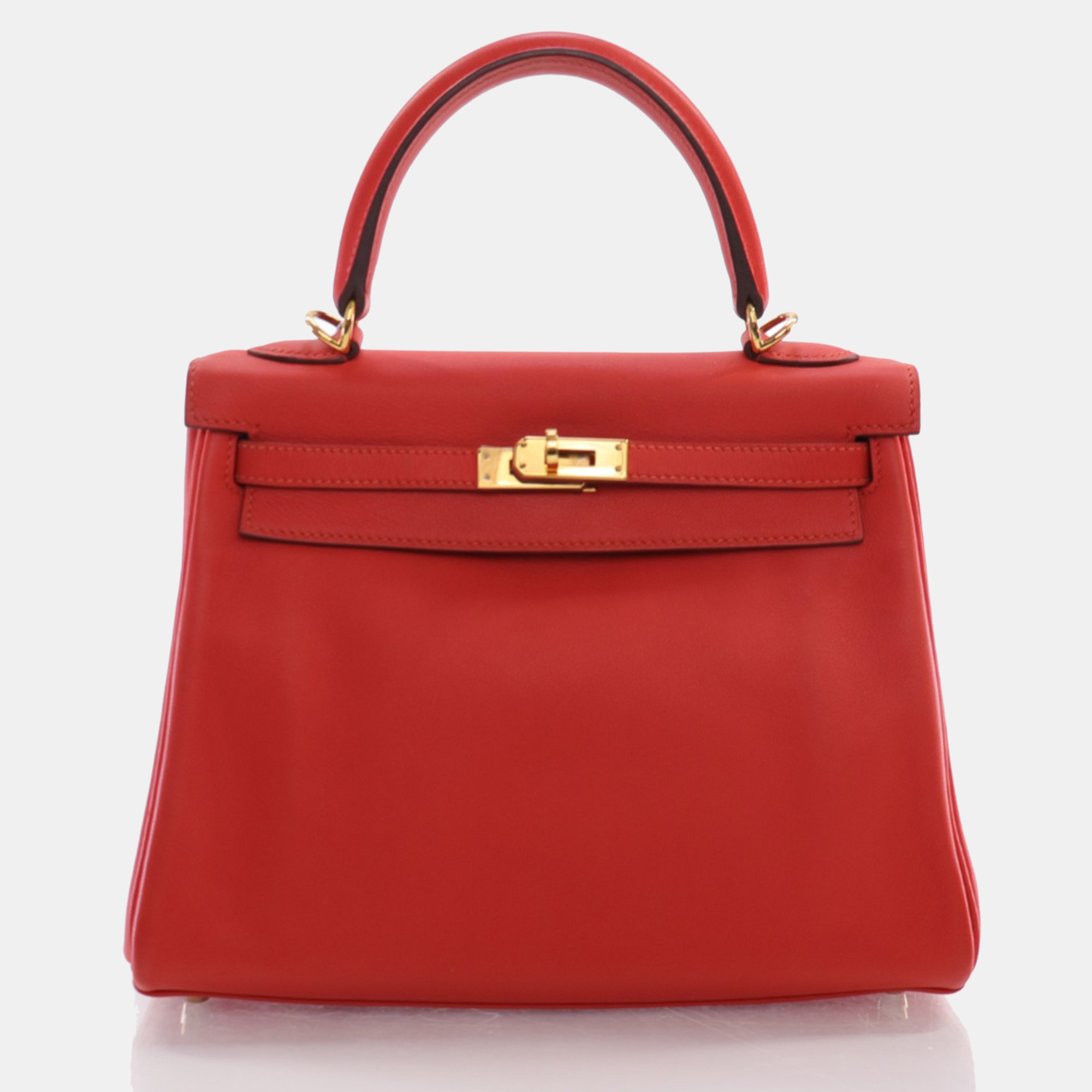 Pre-owned Hermes Rouge Pivoine Swift Kelly 25 Handbag In Red