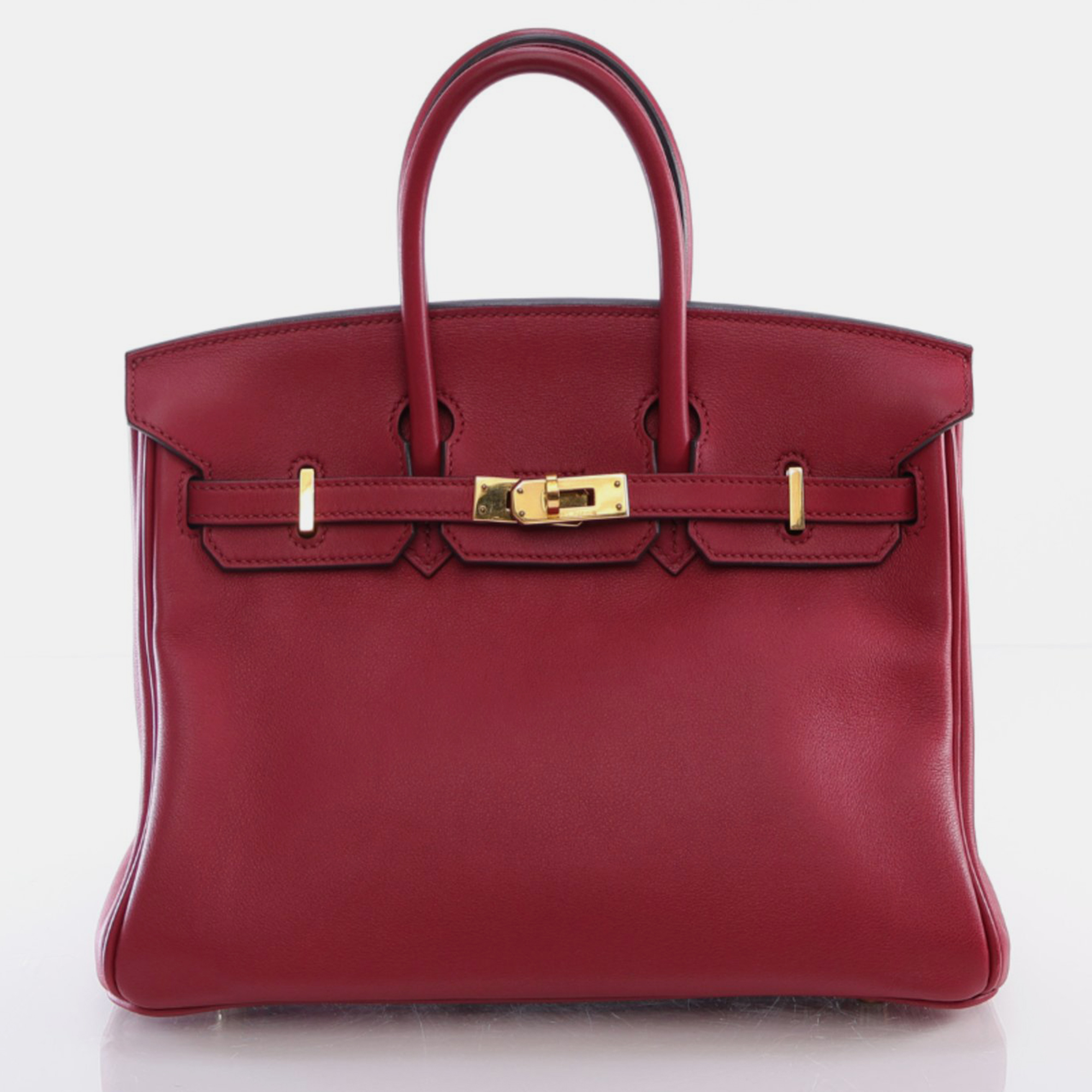 Pre-owned Hermes Rouge Grenat Swift Birkin 25 Handbag In Red