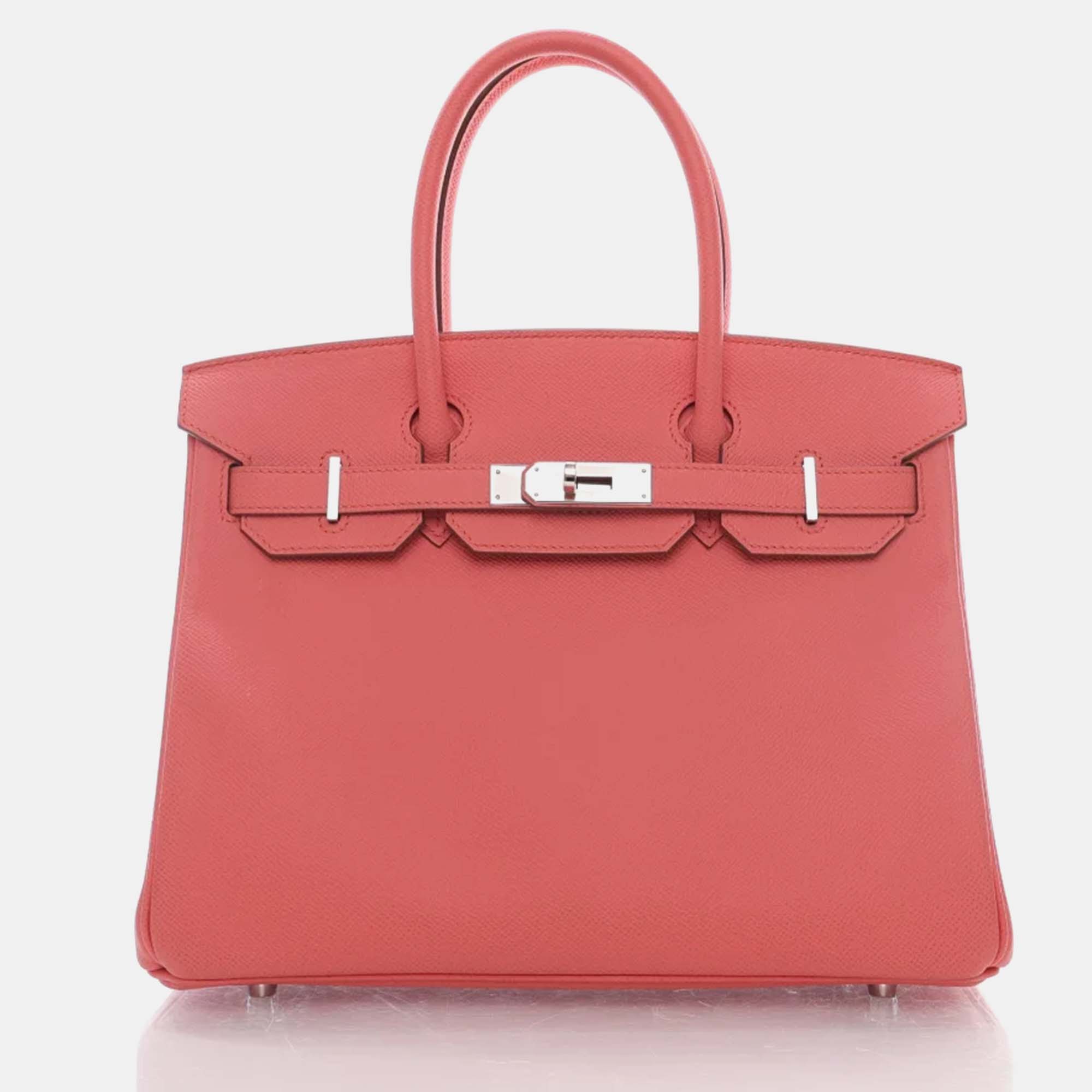 Pre-owned Hermes Flamingo Epsom Birkin 30 Handbag In Pink