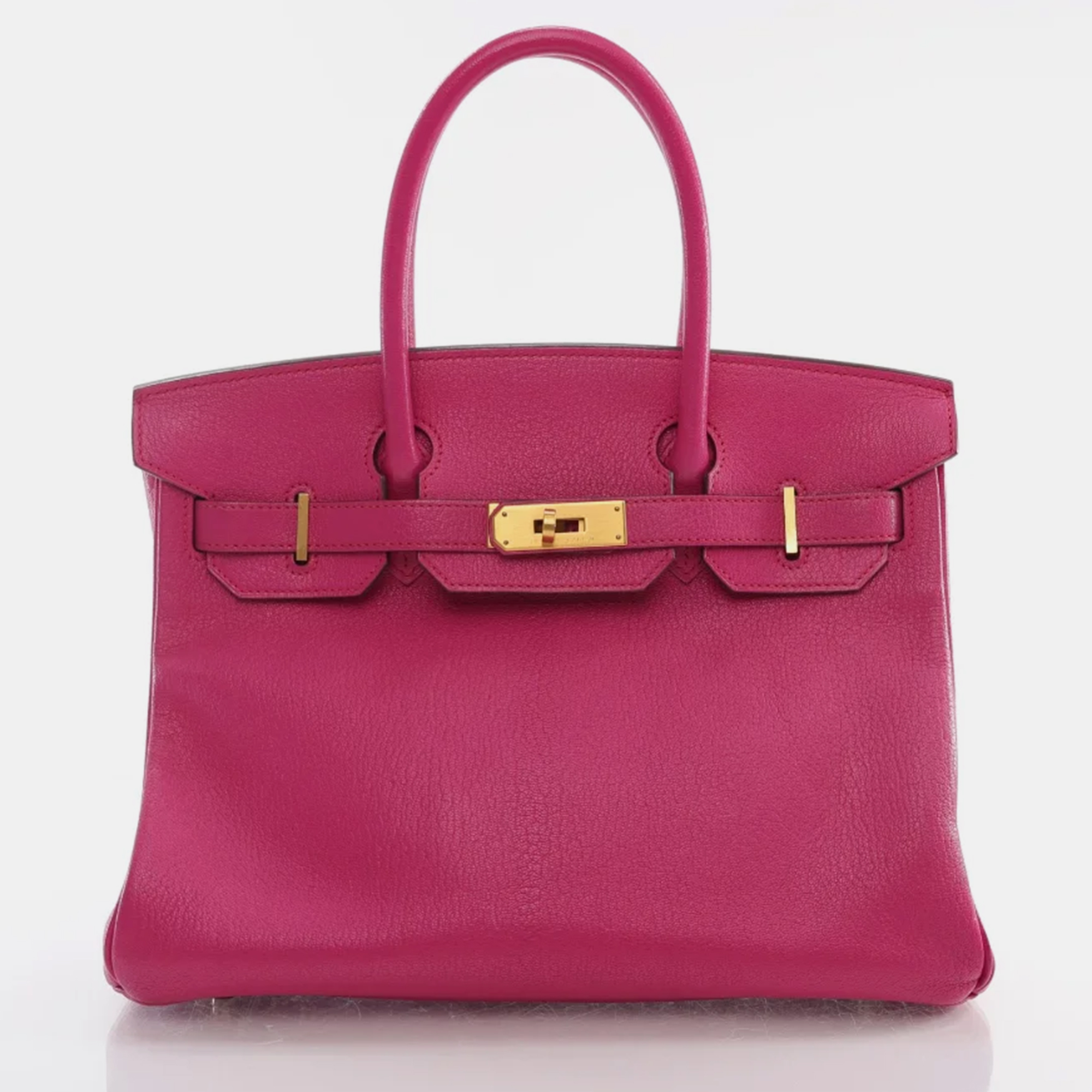 Pre-owned Hermes Rose Shocking Mysore Chevre Birkin 30 Handbag In Pink