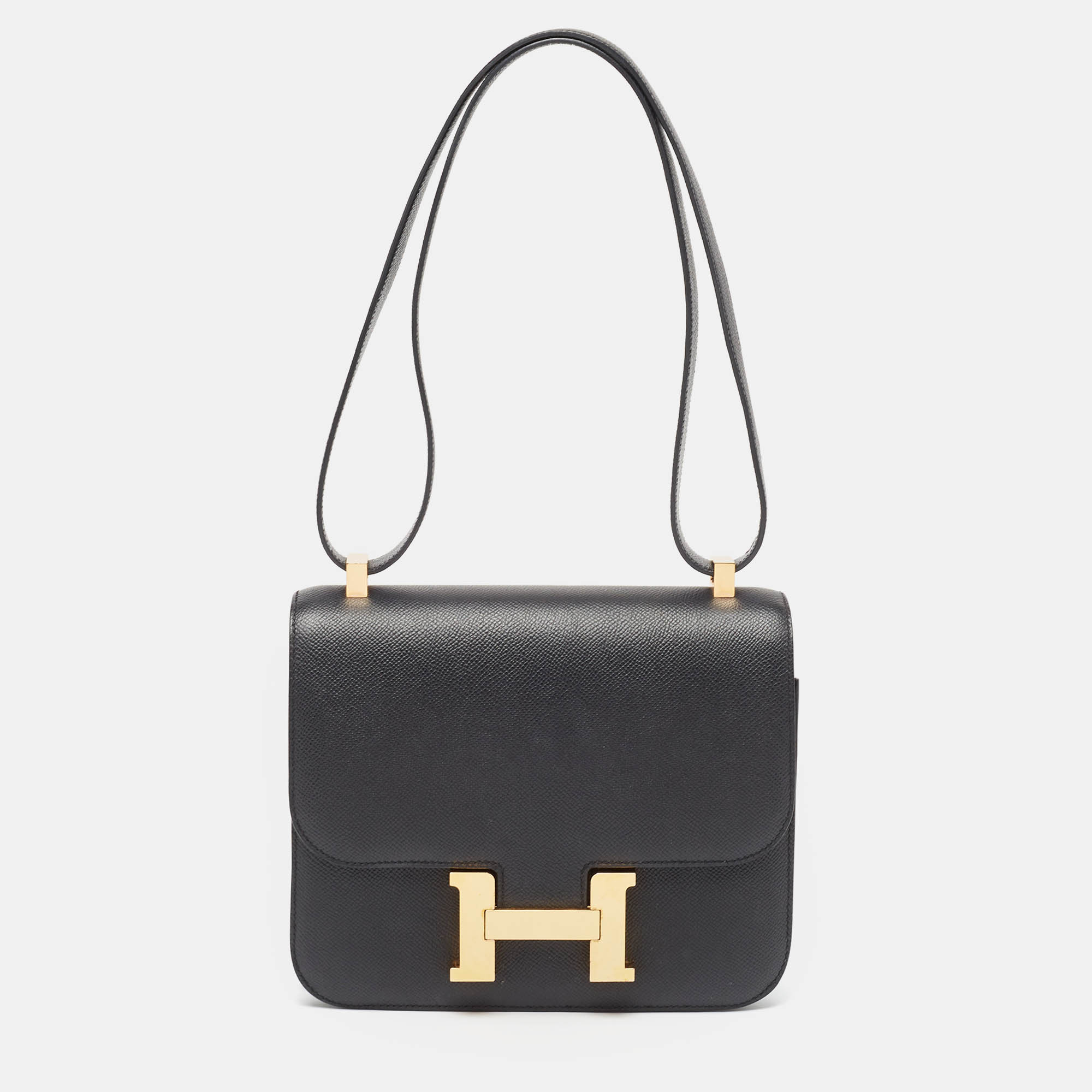 

Hermes Noir Epsom Leather Gold Finish Constance 24 Bag, Black