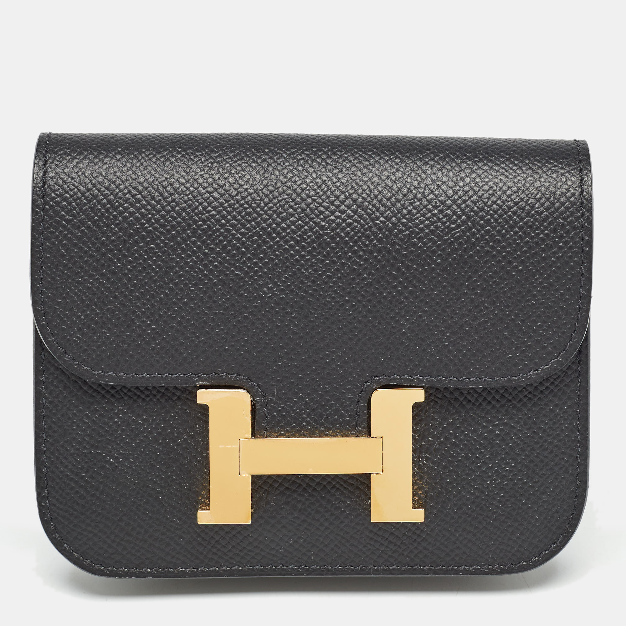 

Hermès Noir Epsom Leather Constance Slim Wallet, Black