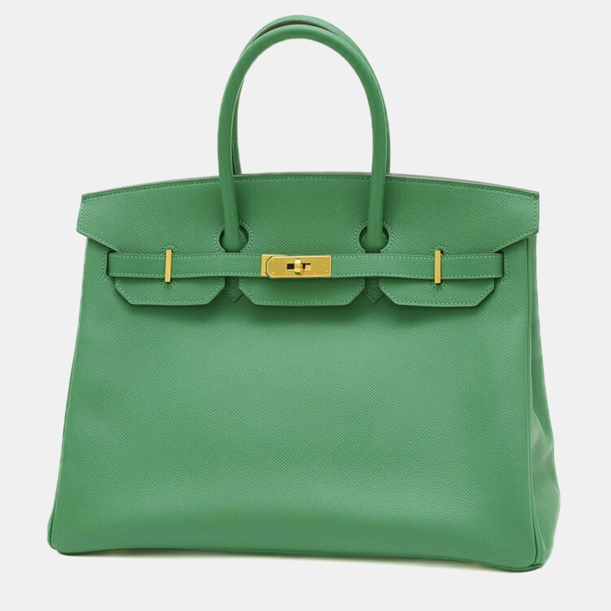 Pre-owned Hermes Epson Cactus Birkin 35 Handbag In Green