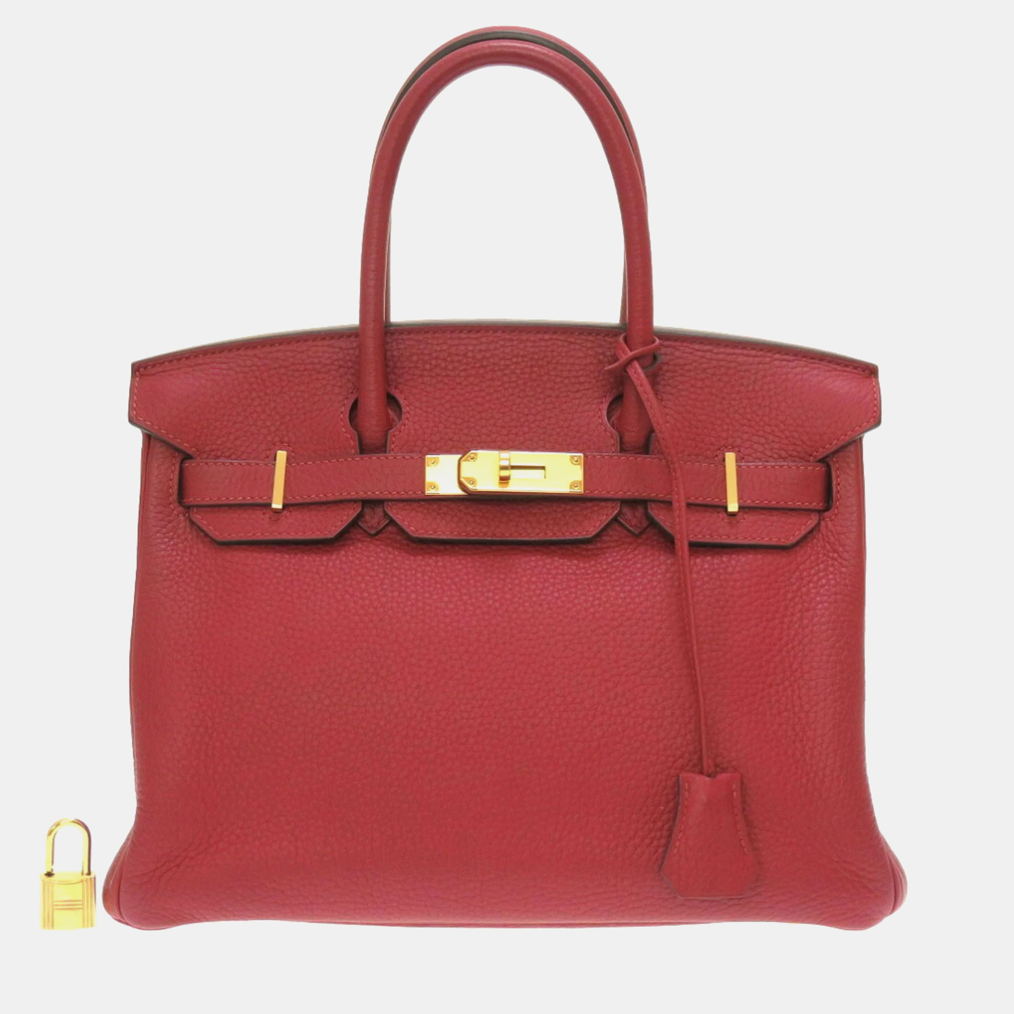 Pre-owned Hermes Rouge Grenat Taurillon Clemence Birkin 30 Handbag In Red