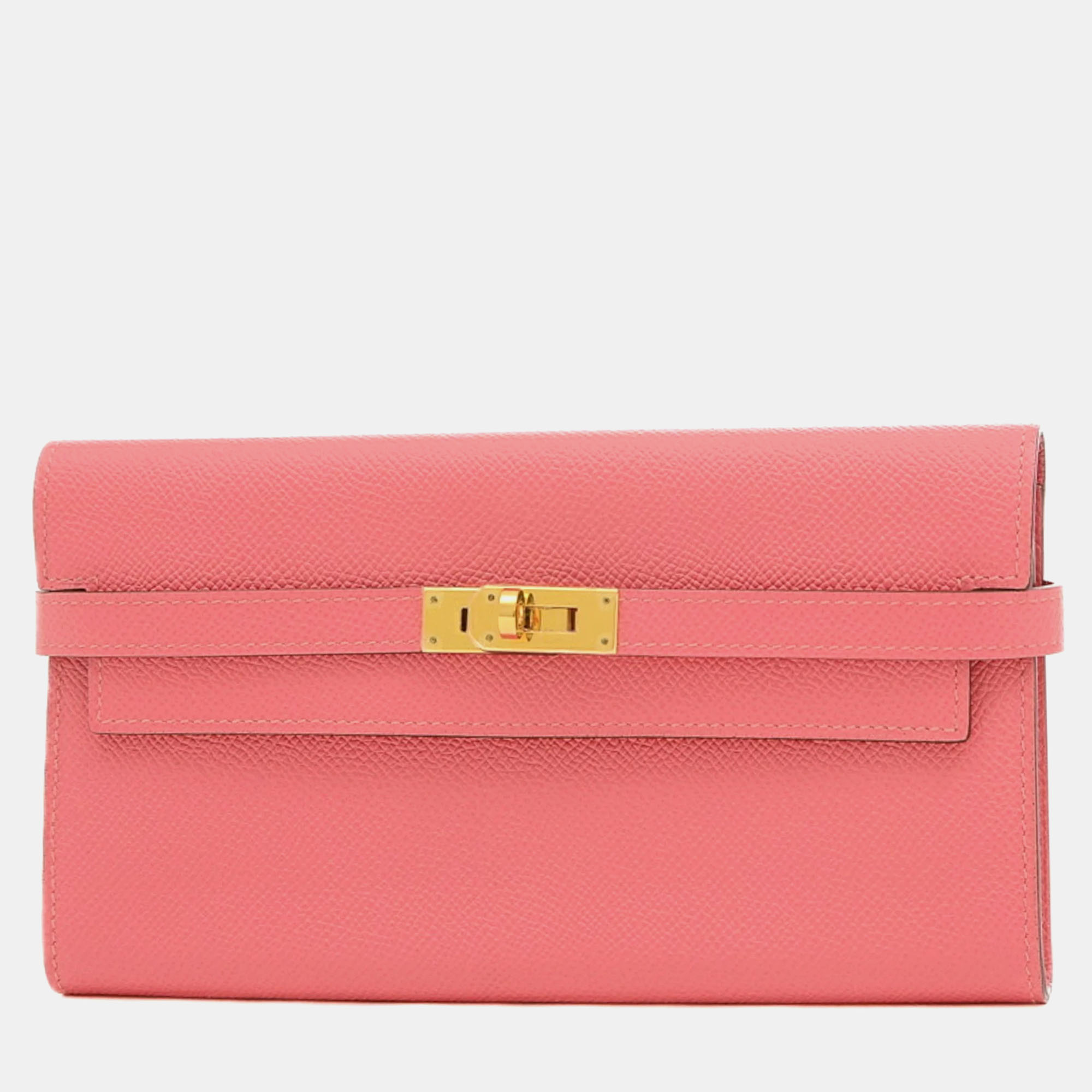 

Hermes Rose Azalee Epson Kelly Long Wallet, Pink