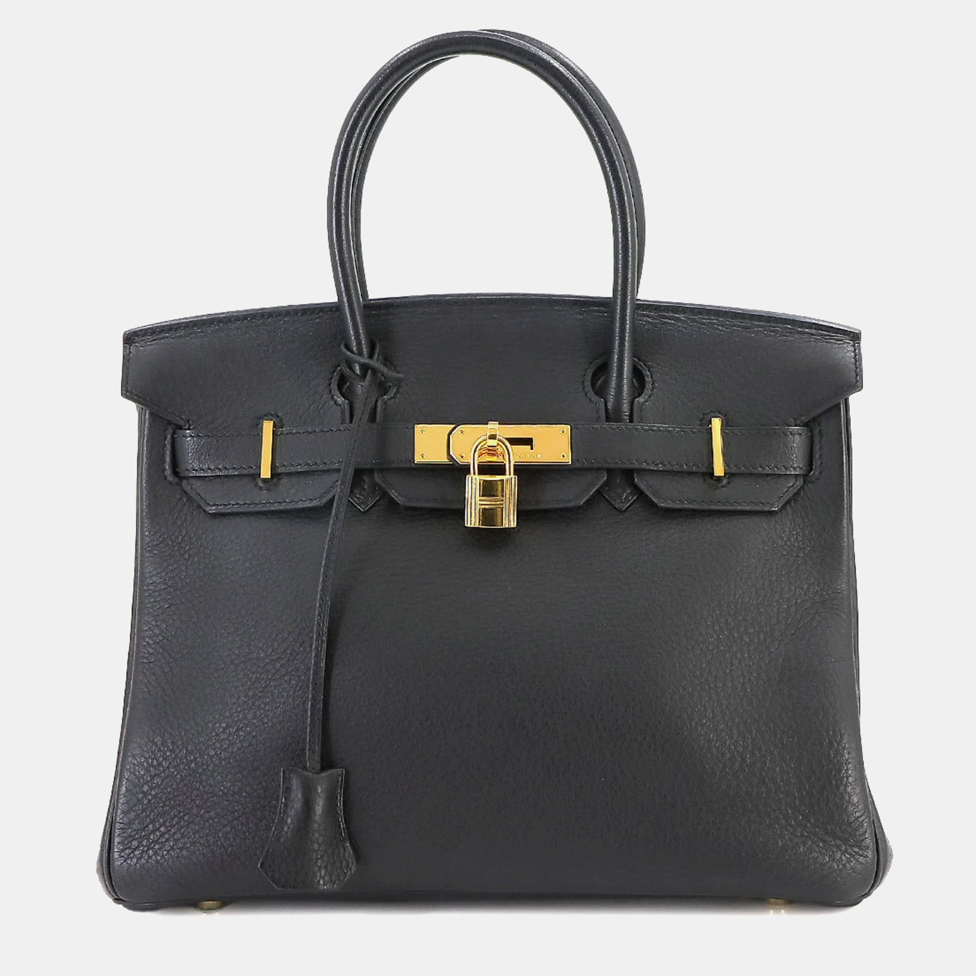 

Hermes Black Taurillon Clemence Birkin 30 Handbag